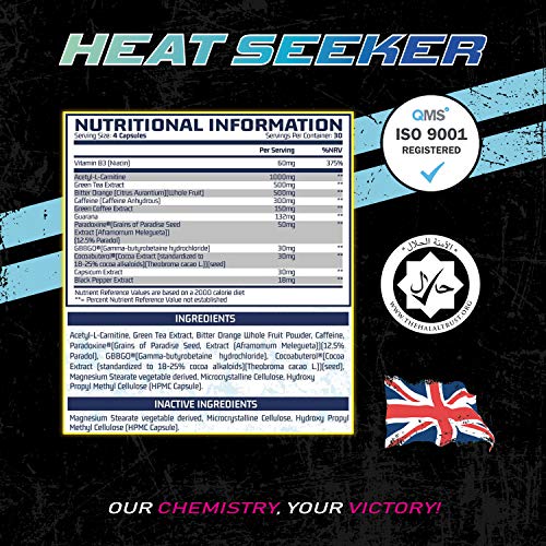 Chemical Warfare Heat Seeker Thermogenic Fat Burner - Weight Loss Supplement with Natural Ingredients (90 Capsules) - Boost Metabolism & Energy for Workouts & Active Lifestyle