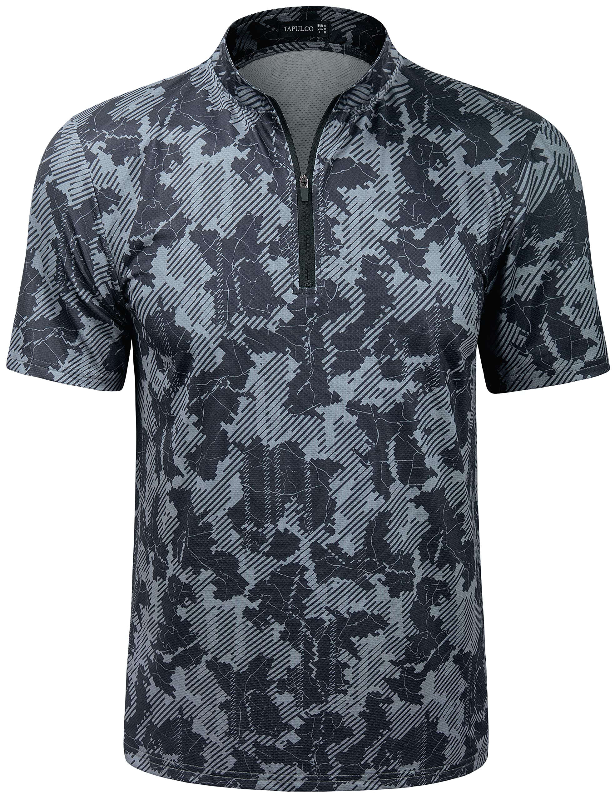TAPULCO Men's Quick Dry Quarter Zip Performance T-Shirt - Modern Printed Athletic Pullover for Casual Sports & Outdoor Hiking | Moisture-Wicking Workout Shirt for Running, Gym & Travel