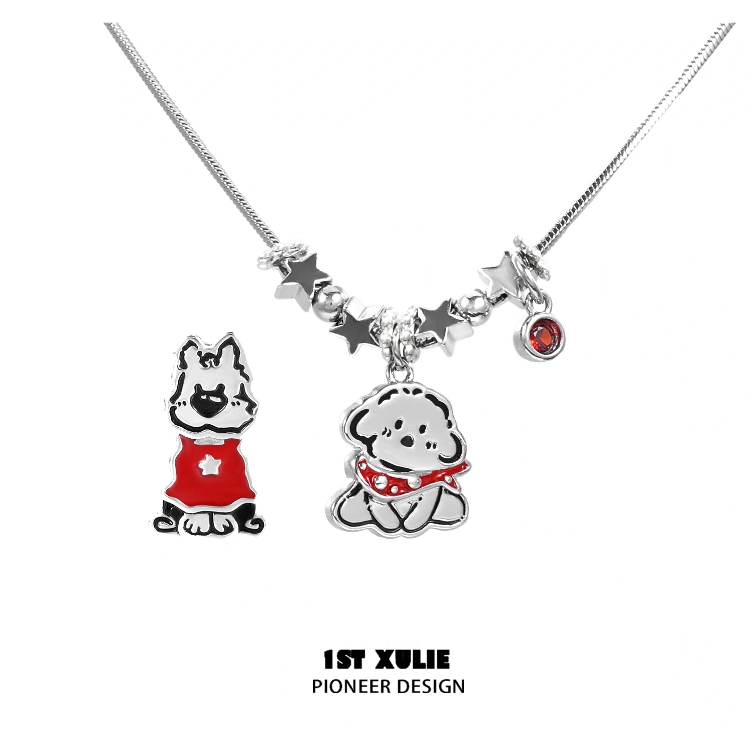 2024 Christmas Graffiti Dog 18K Gold Plated Pendant Necklace for Women - Trendy Holiday Jewelry Gift for Girlfriend, Wife & Daughter (Perfect for Christmas Parties & Festive Occasions)