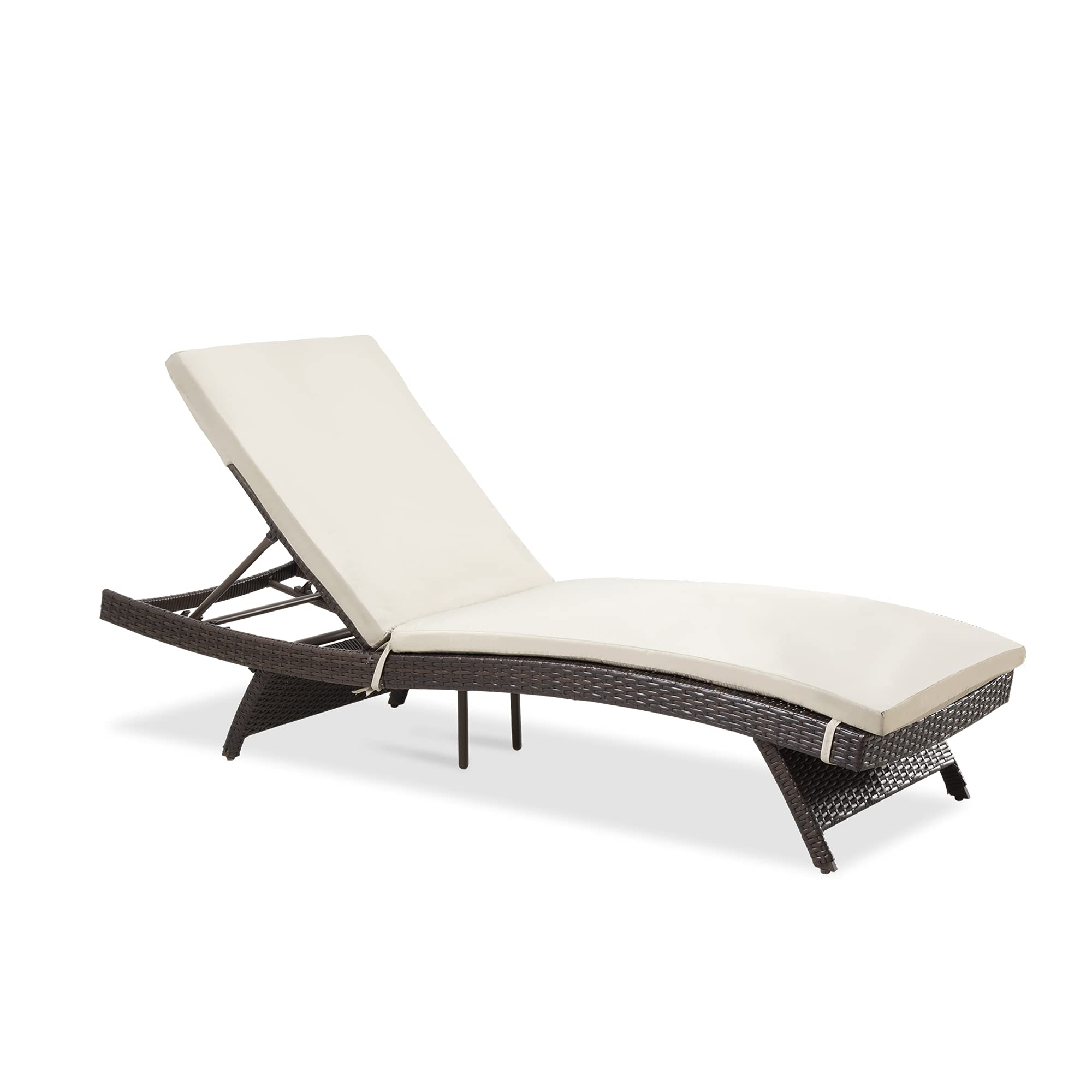 Pamapic Adjustable Patio Chaise Lounge Chair with Removable Cushion - 1-Piece Outdoor Poolside Lounge Set for Backyard, Porch & Garden Relaxation | Perfect for Sunbathing, Lounging by the Pool, or Enjoying Outdoor Leisure Time