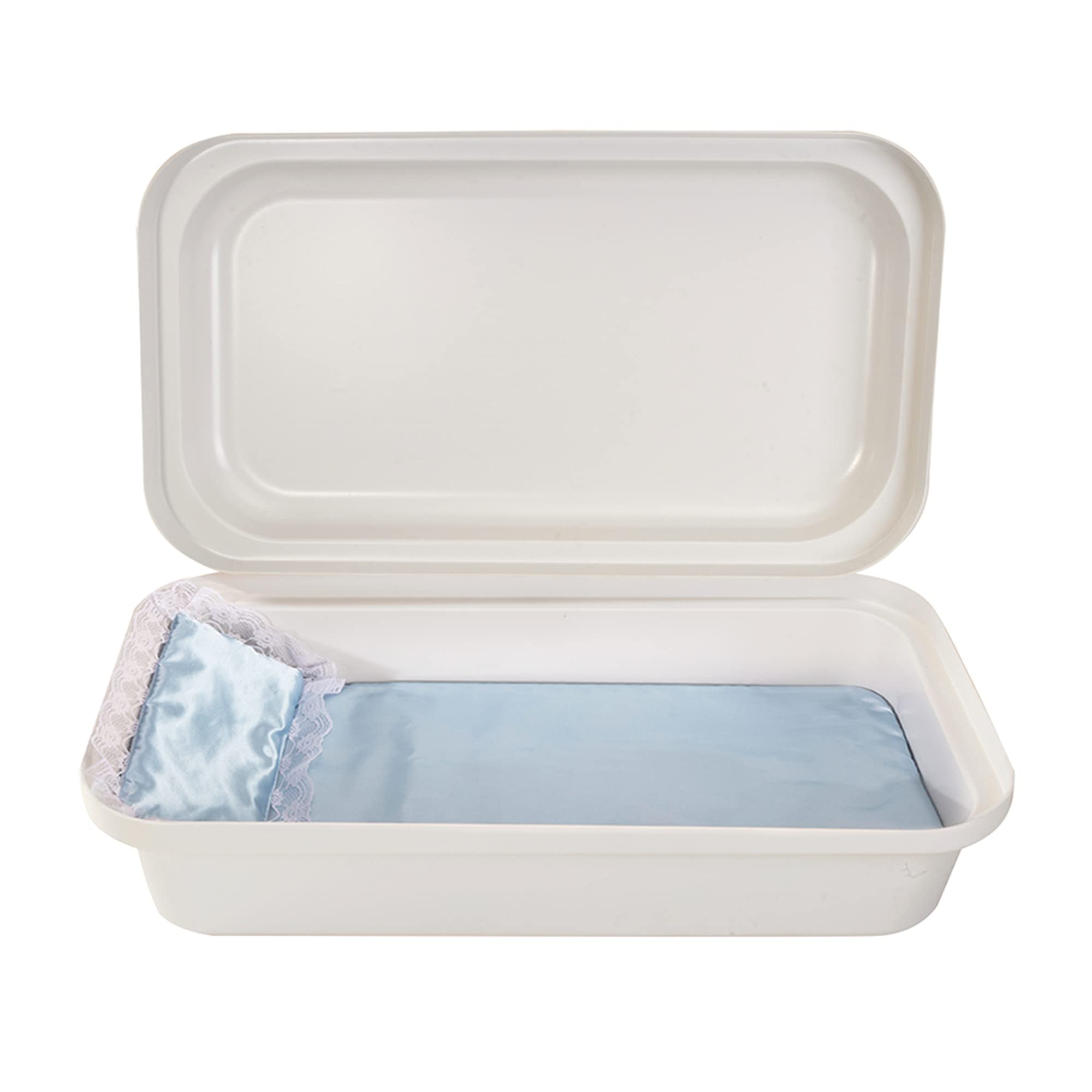 Premium Pet Casket - Elegant & Durable Burial Box for Dogs, Cats & Small Pets - Safe Memorial Urn for Pet Loss - Perfect for Backyard Burials, Memorial Services & Honoring Beloved Pets (Large, White/Blue)