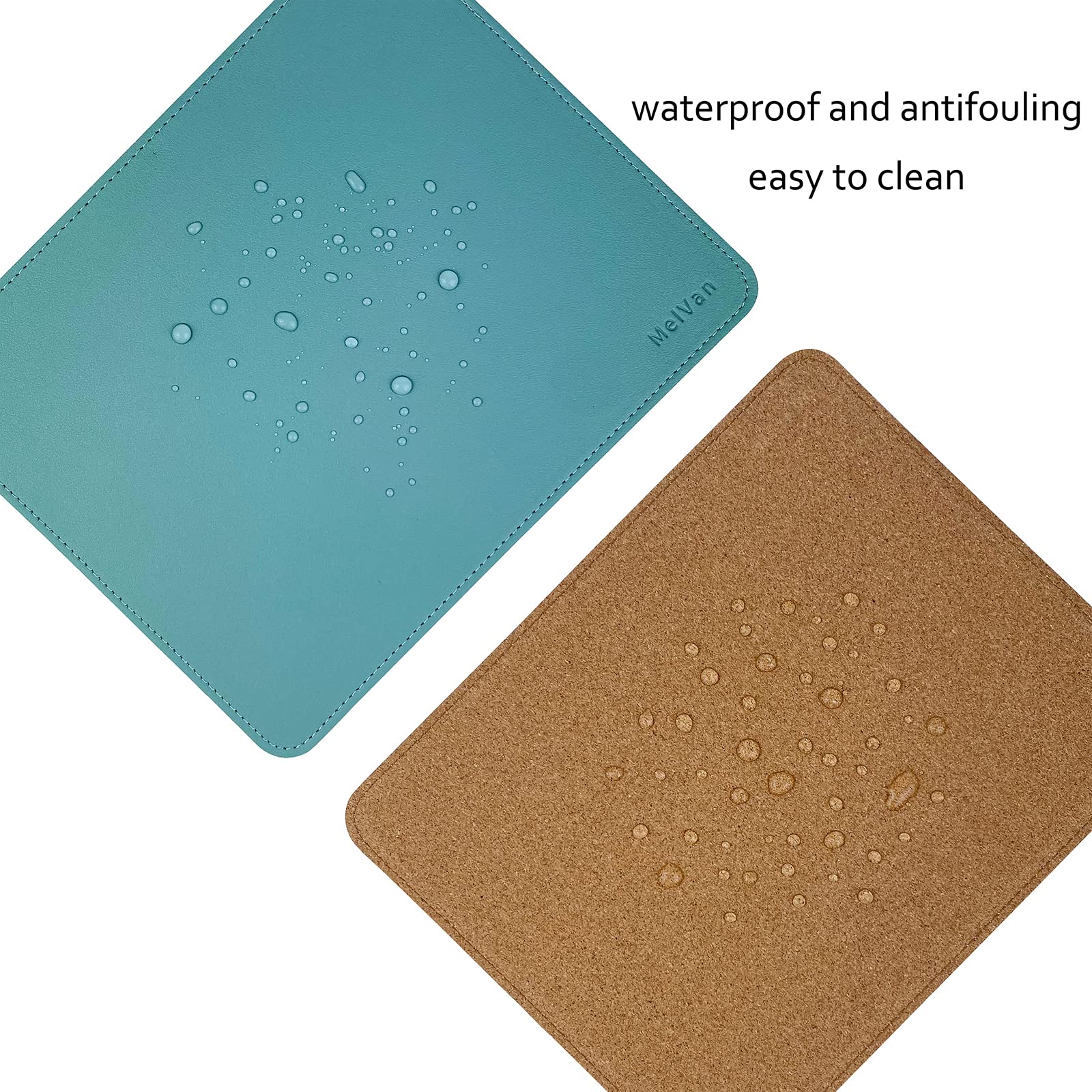 Premium PU Leather Mouse Pad with Stitched Edge - Wood Grain Design, Waterproof Non-Slip Gaming Mouse Mat for PC, Laptop, Office & Home Use - 10.2