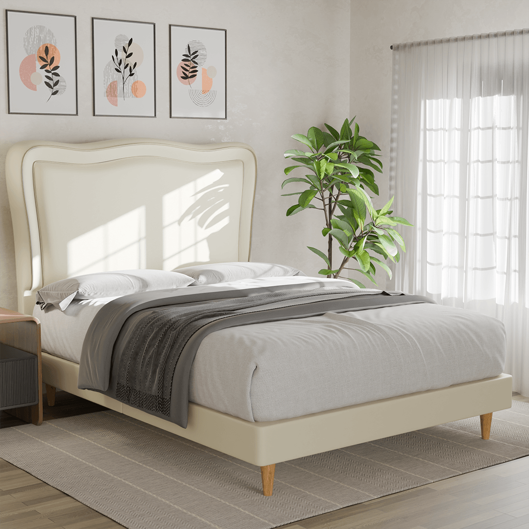 Marlei Fabric Upholstered Bed Frame - Queen Size, Sturdy Wooden Slat Support, Noise-Free & Pet Friendly - Perfect for Master Bedroom, Guest Room, or Pet-Friendly Homes