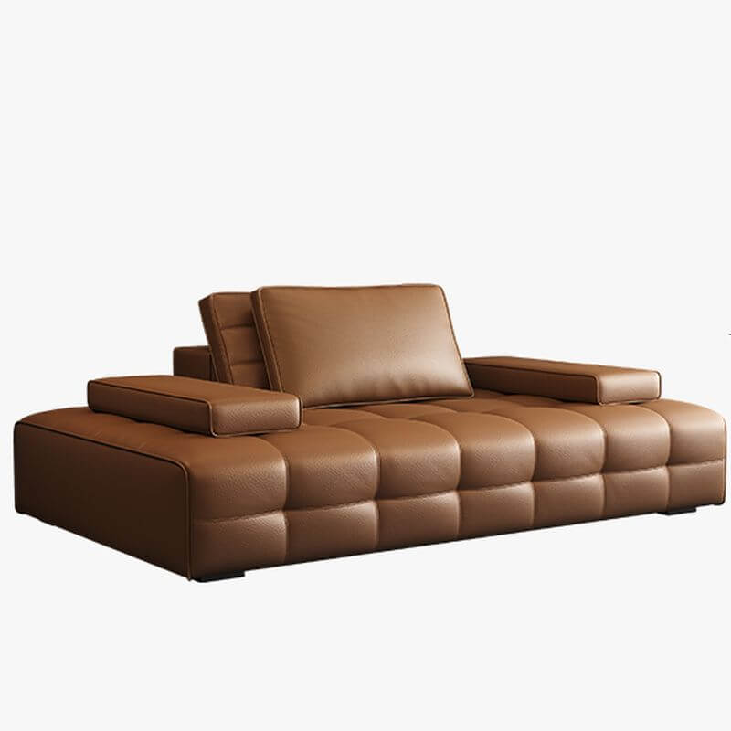 Comfortable Mocha Standard Sofa with Armrest - Includes 3 Pillows (1 Throw Pillow) - Perfect for Living Room, Bedroom or Office Relaxation