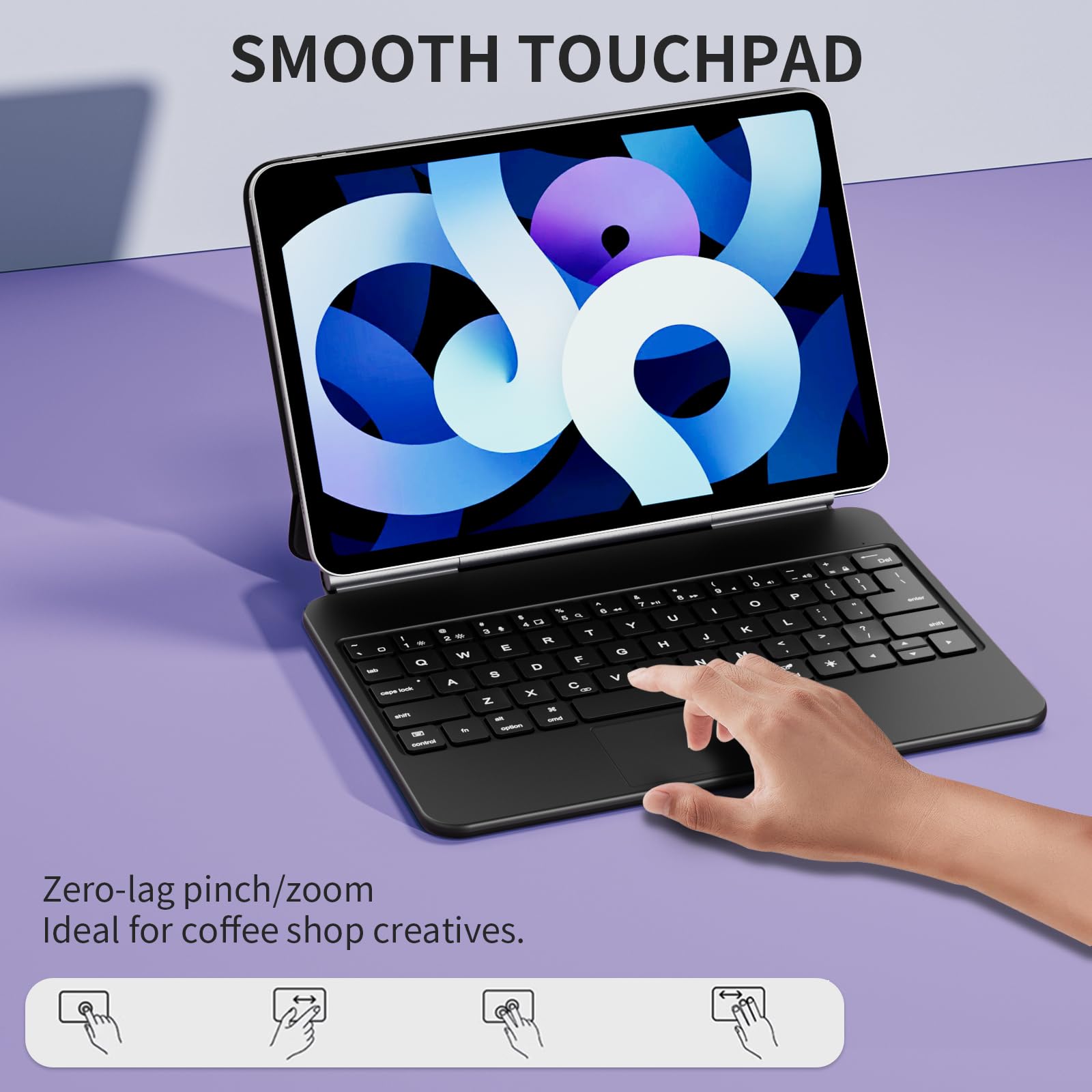 Floating Cantilever Keyboard Case for iPad Air 11'' (M3 2025/M2 2024) & iPad Pro 11'' 1-4th Gen - Slim Magic-Style Trackpad Cover with Ergonomic Typing | Compatible with iPad Air 5th/4th Gen | Lightweight 1.5lbs Black | Perfect for Work, Travel & Creative Projects