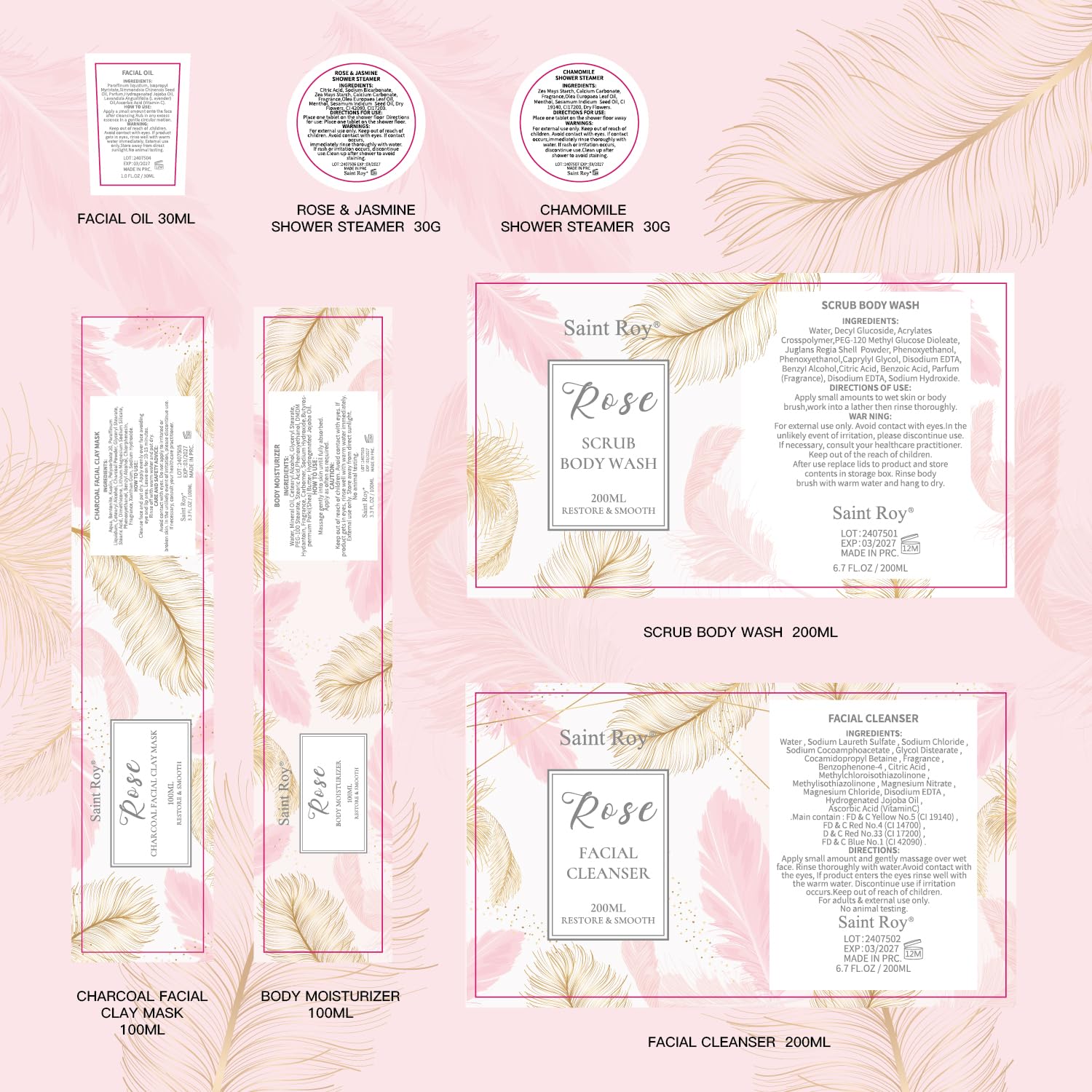 10-Piece Rose Scented Self Care Spa Gift Set for Women - Facial Cleanser, Body Scrub, Clay Mask & Essential Oil - Perfect Birthday & Mother's Day Gift Idea for Relaxation & Skincare