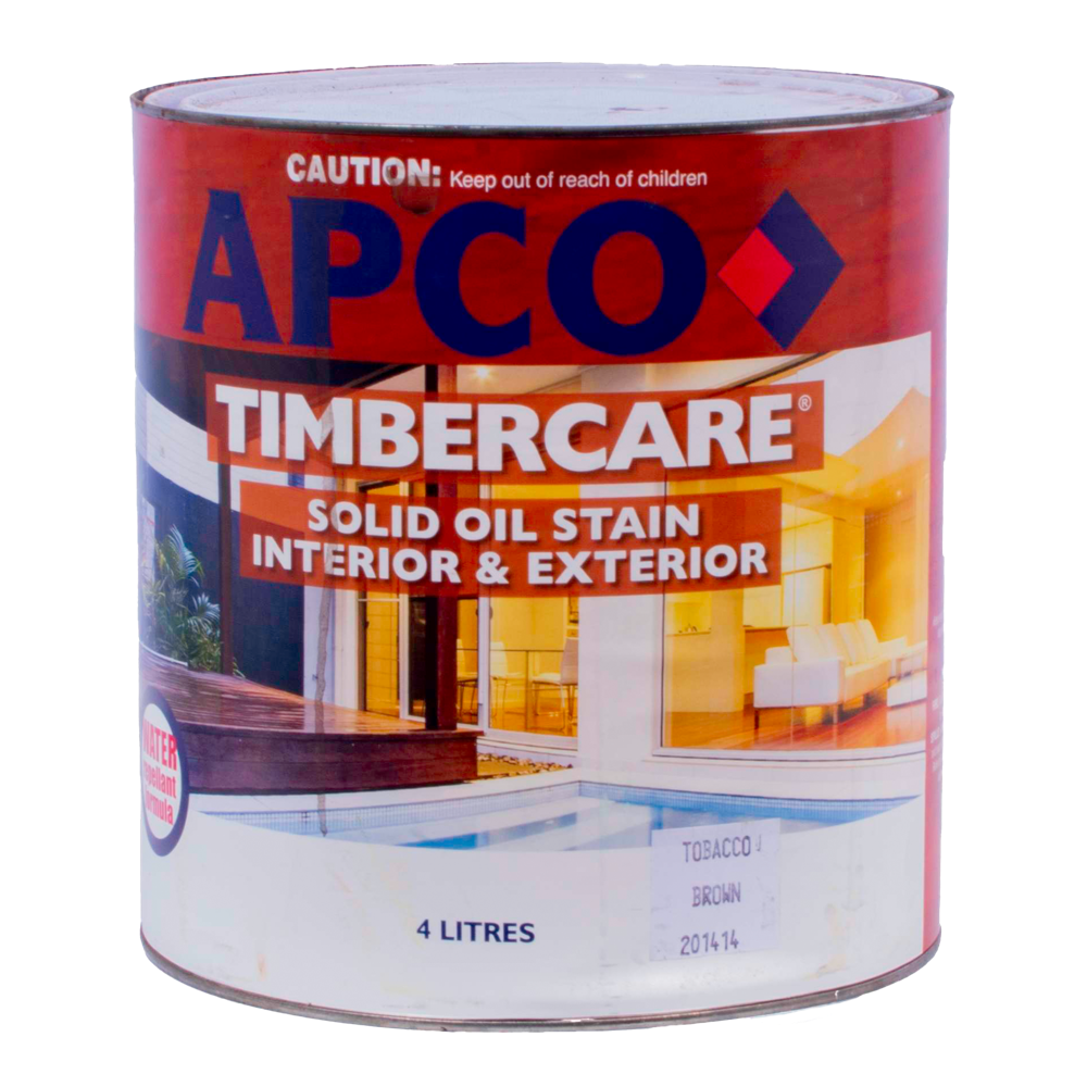 Apco Timbercare Solid Oil Stain - Indian Tobacco Color 4L (1 Gallon) for Wood Decks, Fences & Outdoor Furniture Protection