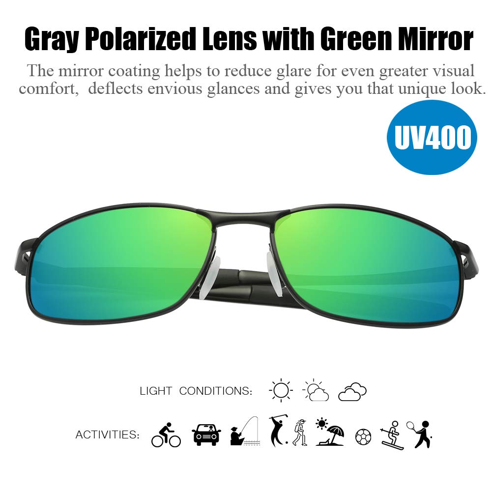 ZHILE Polarized Sunglasses for Men - UV Protection Wrap Metal Frame Sunglasses for Fishing, Driving & Outdoor Sports | Lightweight 8-Base Curve Design with Included Case