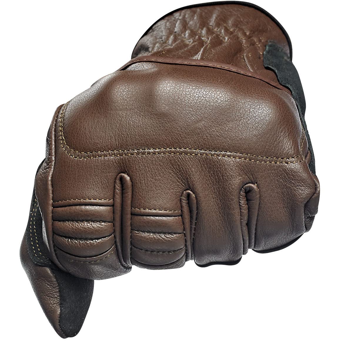 Biltwell Belden CE Certified Motorcycle Gloves - Abrasion Resistant, Shock Isolation, Open Cuff Design in Chocolate Black - Perfect for Cruiser & Street Bike Riders