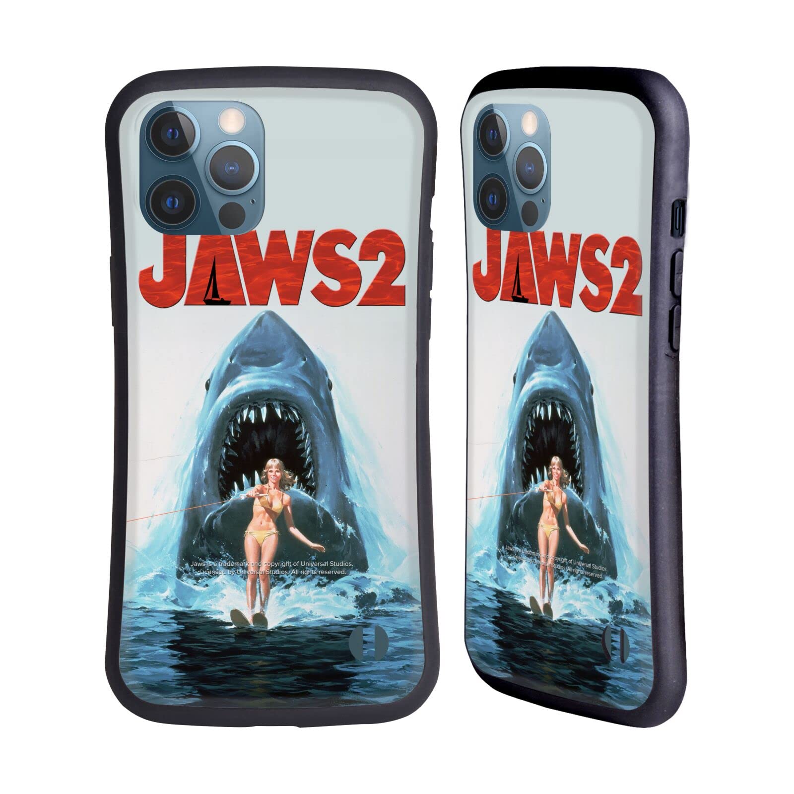 Officially Licensed Jaws Wakeboarding Poster II iPhone 12 Pro Max Case - Durable Hybrid Protective Cover for Apple iPhone 12 Pro Max - Perfect for Water Sports Fans, Beach Trips & Movie Lovers