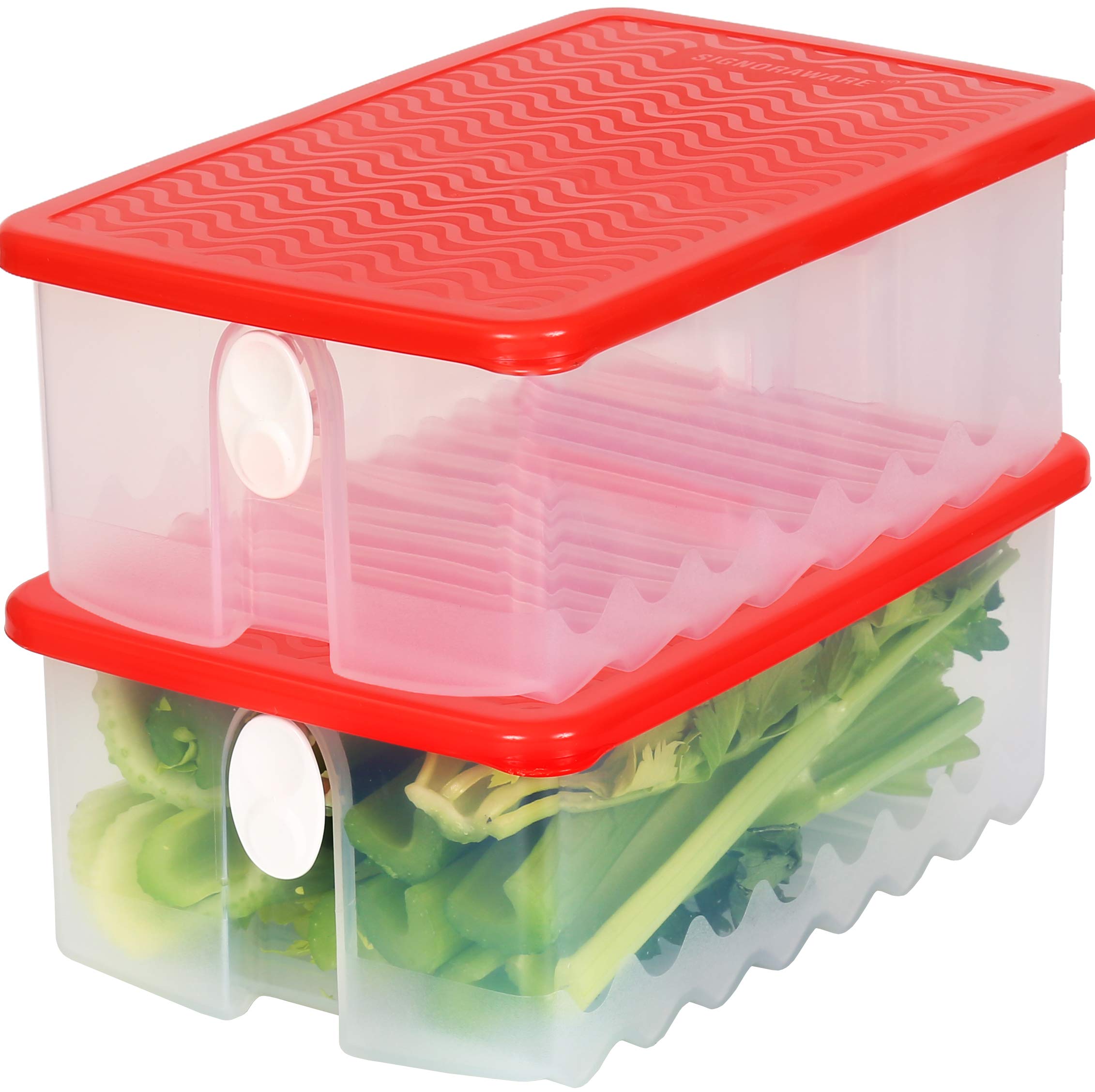Fresh Fruit and Vegetable Storage Containers with Vented Lids - Large BPA-Free Plastic Produce Keepers for Refrigerator, Freezer & Dishwasher Safe | Airtight Food-Saver Containers for Longer Freshness | Perfect for Meal Prep, Grocery Storage & Organizing Kitchen Pantry