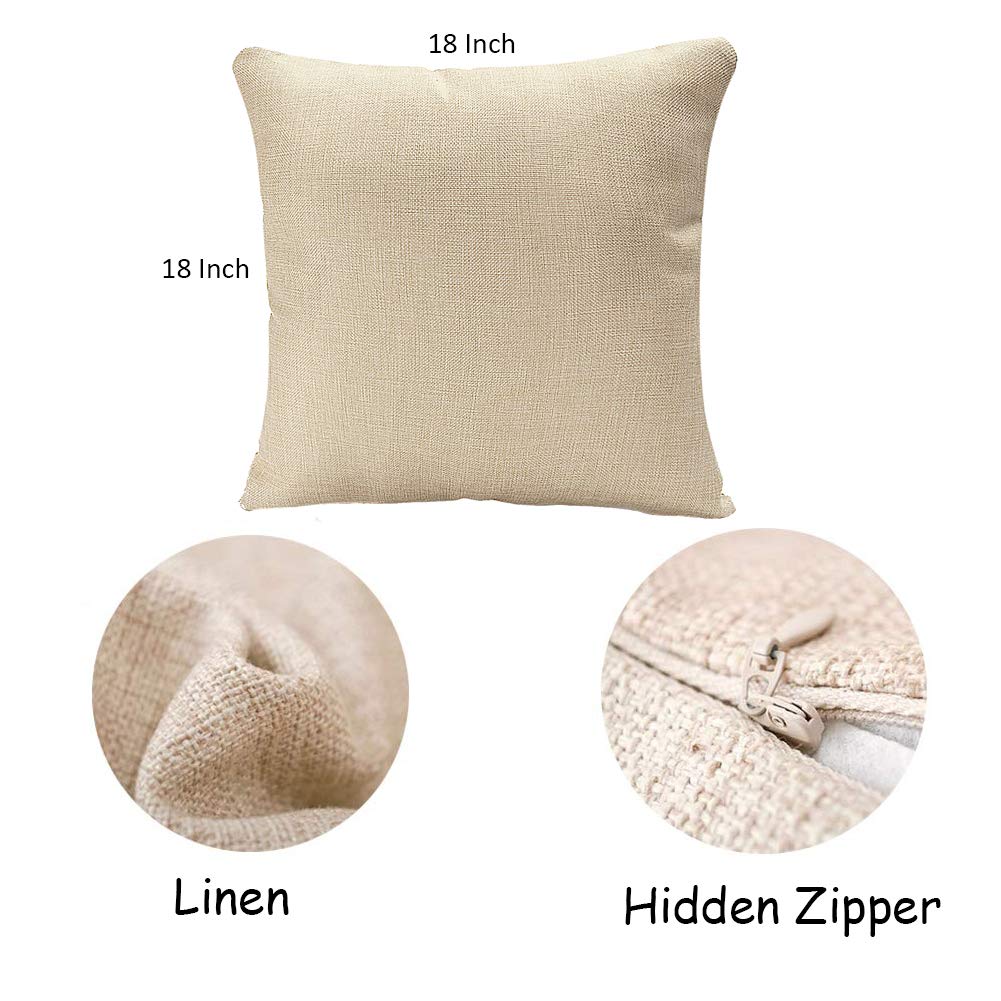Panda Bear Throw Pillow Covers 18x18 Inch - Asian Animal Linen Cushion Cases for Sofa, Couch & Car Decor - Home Decorative Accent for Living Room, Bedroom & Office