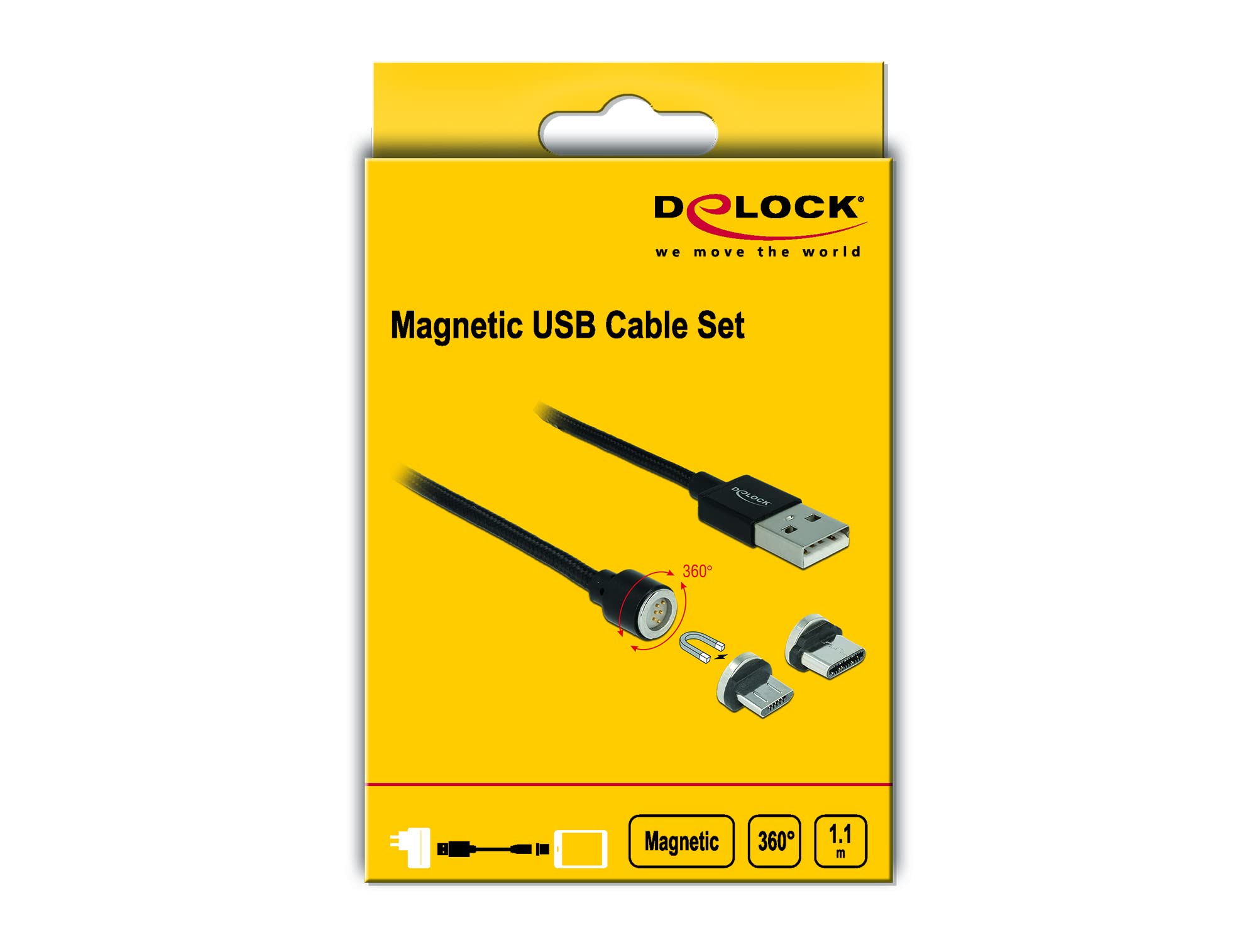 Premium Magnetic USB Data & Charging Cable Set - Fast Charging & Sync for Micro USB/Type-C Devices (1m, Black) | Perfect for Smartphones, Tablets & Power Banks at Home, Office & Travel