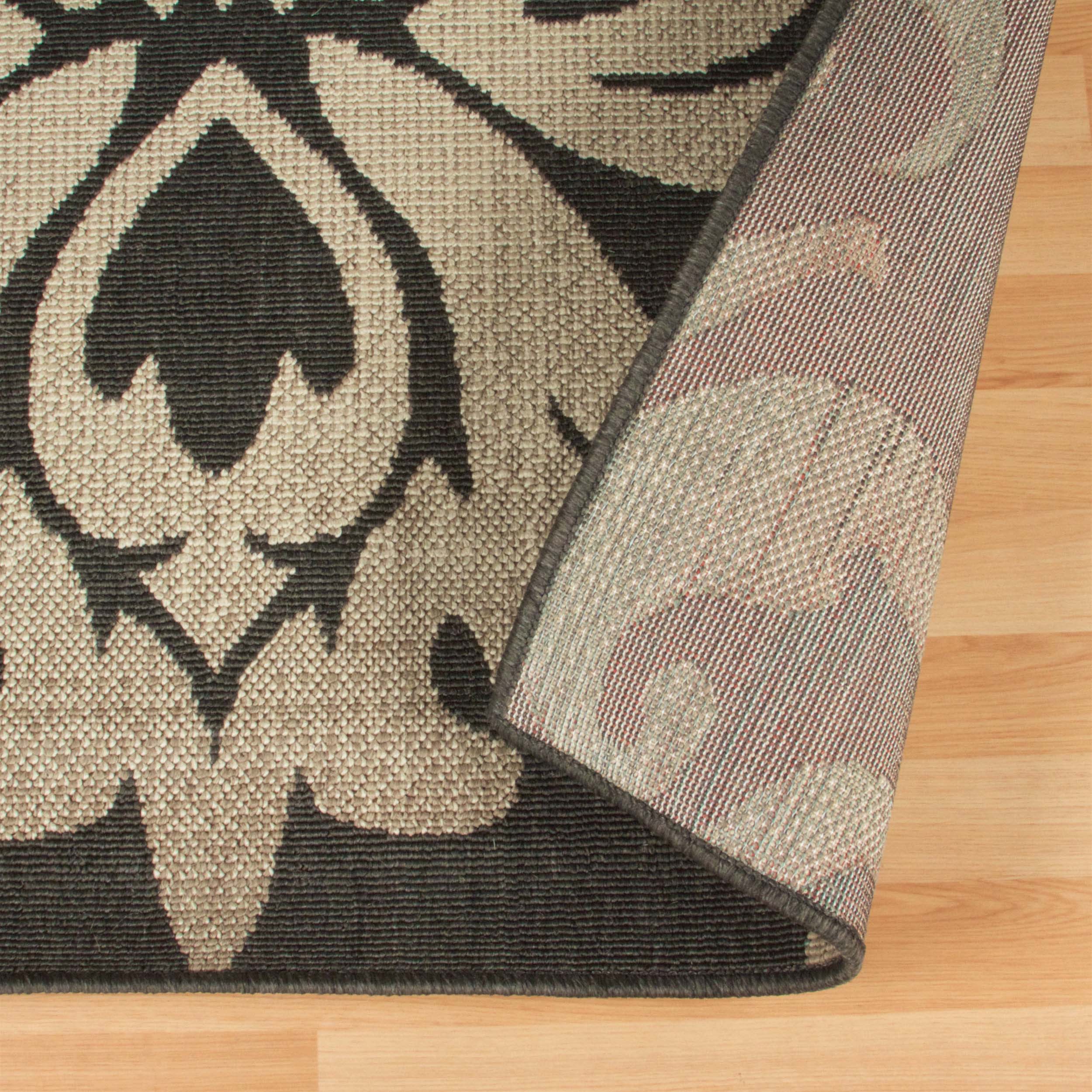 Lowell Traditional Damask Indoor/Outdoor Area Rug - Non-Slip, Waterproof, Durable - Perfect for Living Room, Patio, Deck & Sunroom Decor