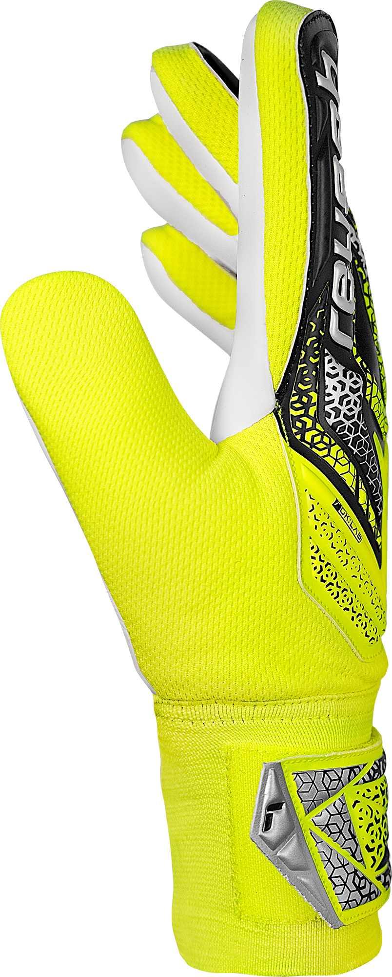 Reusch Attrakt Starter Solid Junior Goalkeeper Gloves - Safety Yellow & Silver - Perfect for Youth Soccer Training & Matches