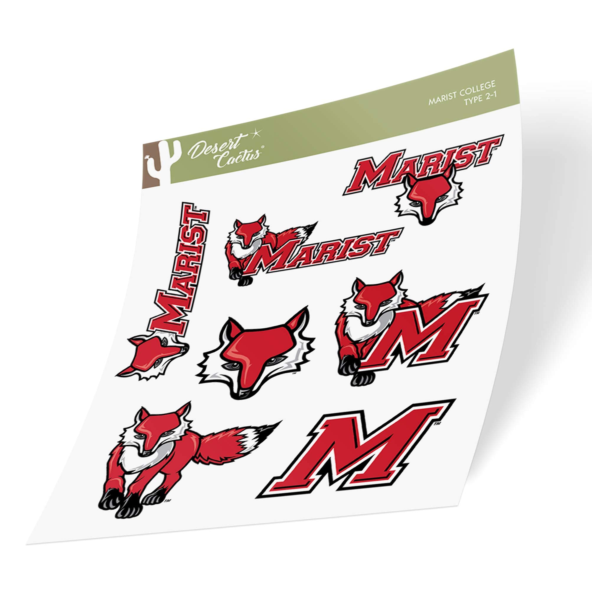 Desert Cactus Marist College Sticker - Red Foxes Vinyl Decals for Laptop, Water Bottle, Car & Scrapbook - T2 (Type 2) - Perfect for School Spirit, DIY Crafts & Personalizing Your Belongings