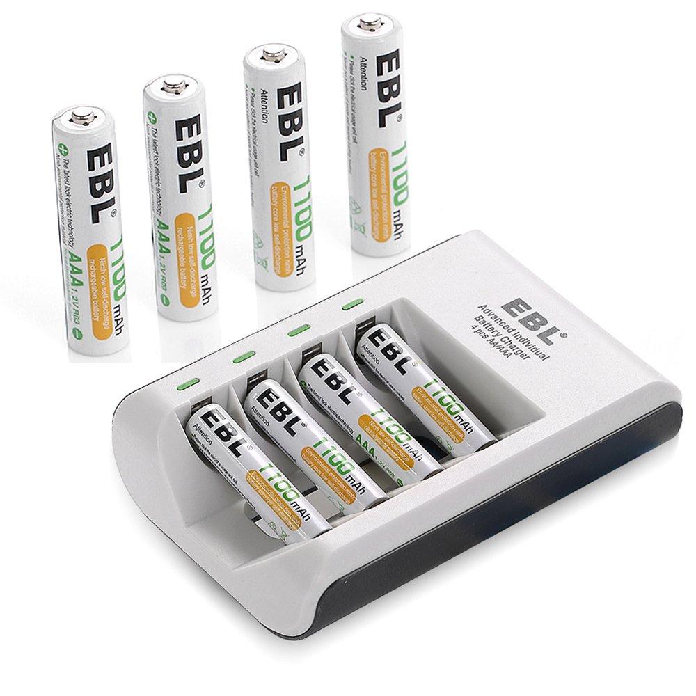 EBL AA AAA Rechargeable Batteries with 807 Smart Battery Charger - Perfect for Cameras, Toys, and Home Electronics