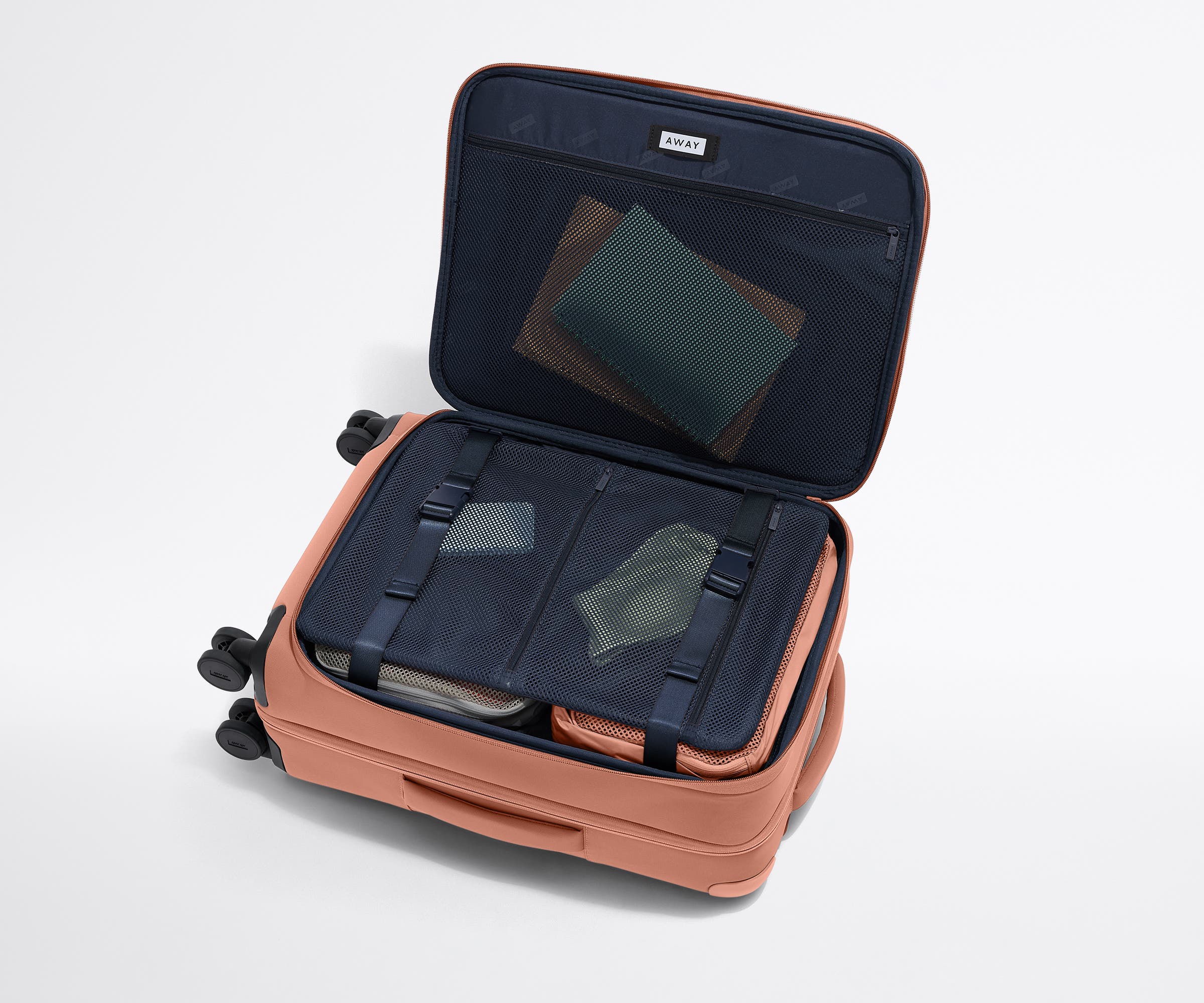 Softside Bigger Carry On Luggage in Clay Pink - Lightweight Spinner Suitcase for Women & Men, Perfect for Air Travel & Weekend Getaways