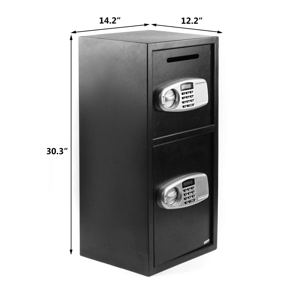 Secure Digital Safe Box with Double Door & Keys - Home & Office Security Safe for Cash, Valuables & Gun Storage | Ideal for Bedroom, Closet & Business Use