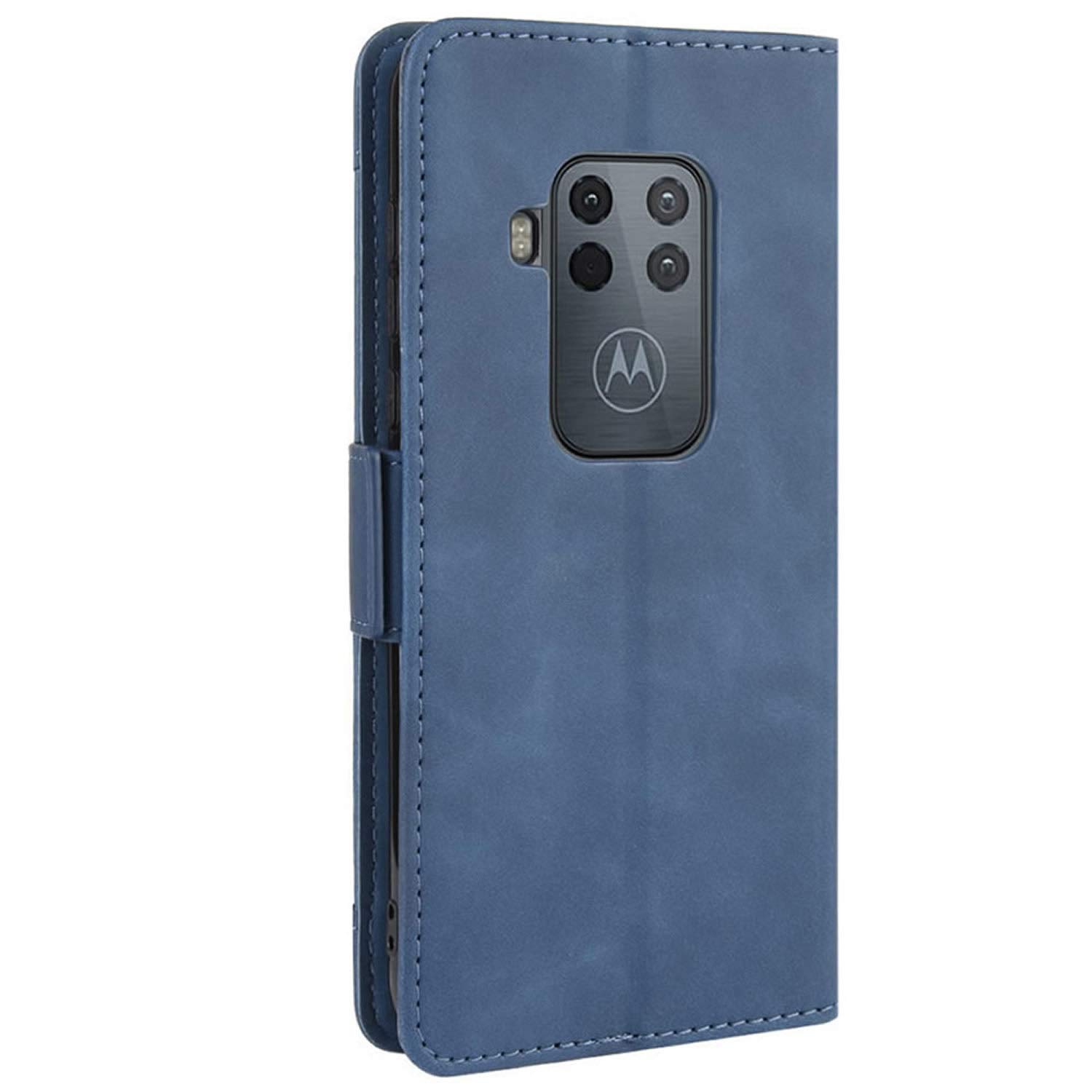 Motorola One Zoom Phone Case - Magnetic Shockproof Flip Leather Wallet Cover with Card Holder | Full Body Protection for Motorola Moto One Zoom | Perfect for Business, Travel & Daily Use (Blue)