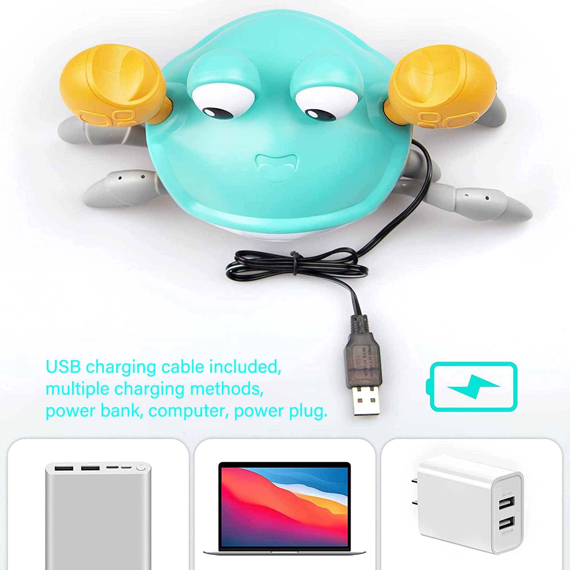 **Light Up Musical Crawling Crab Baby Toy - Automatic Obstacle Avoidance, Sensory Walking Toy for Toddlers & Kids - Fun Tummy Time Crab Pet Gift (Green) - Perfect for Playtime, Learning & Developmental Activities**