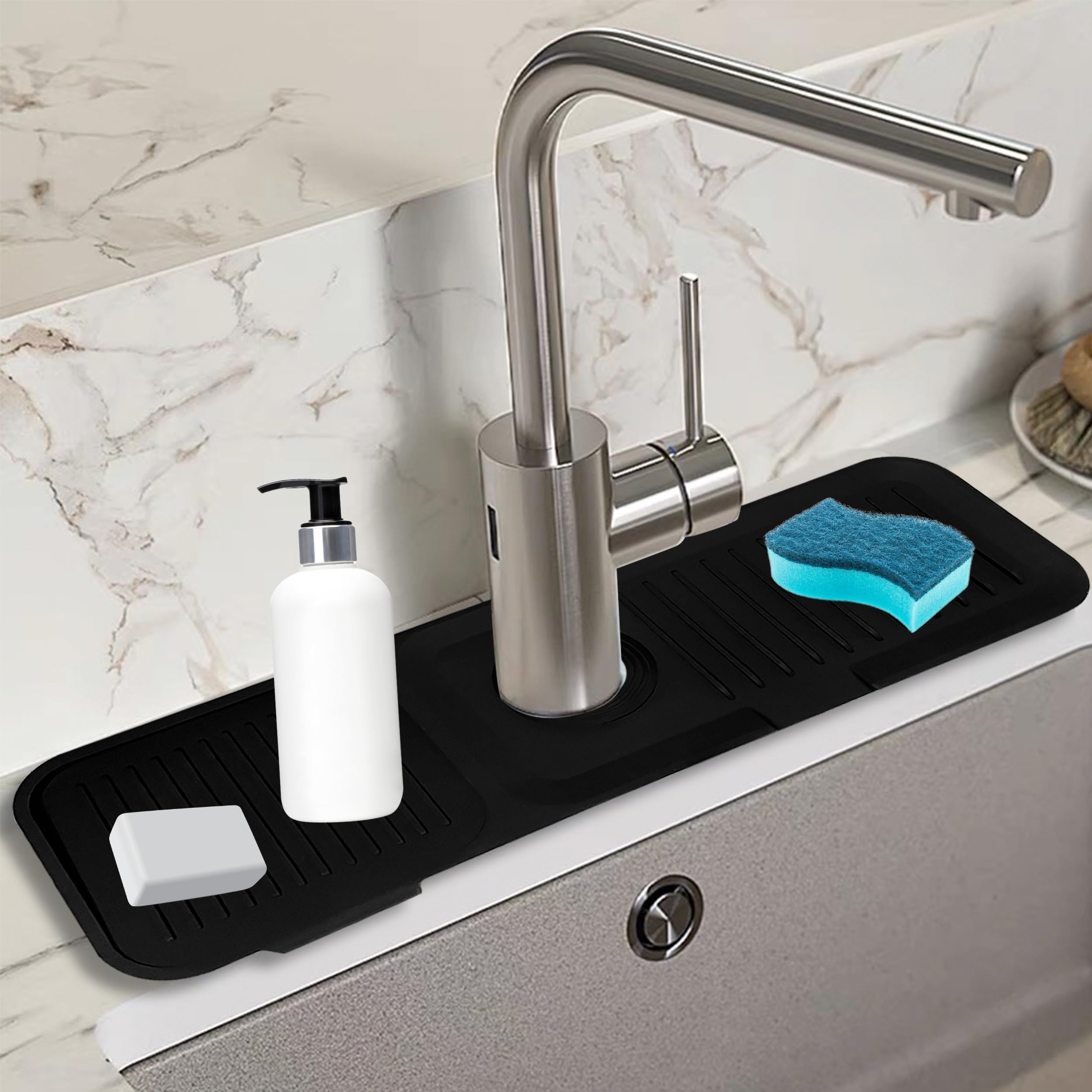 7° Slope Kitchen Sink Splash Guard - Anti-Splash Faucet Mat Protector (14.5