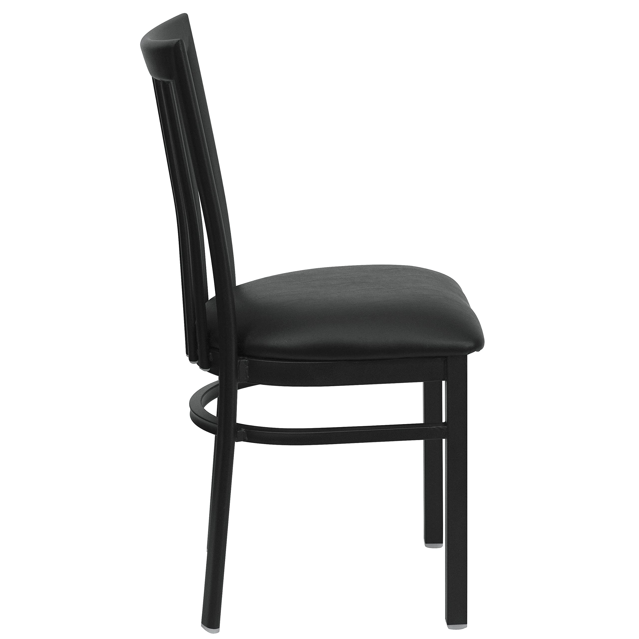 Black Metal Restaurant Chair with Vinyl Seat - Durable School House Style for Cafes, Diners & Home Dining - Perfect for Restaurants, Kitchens & Office Break Rooms