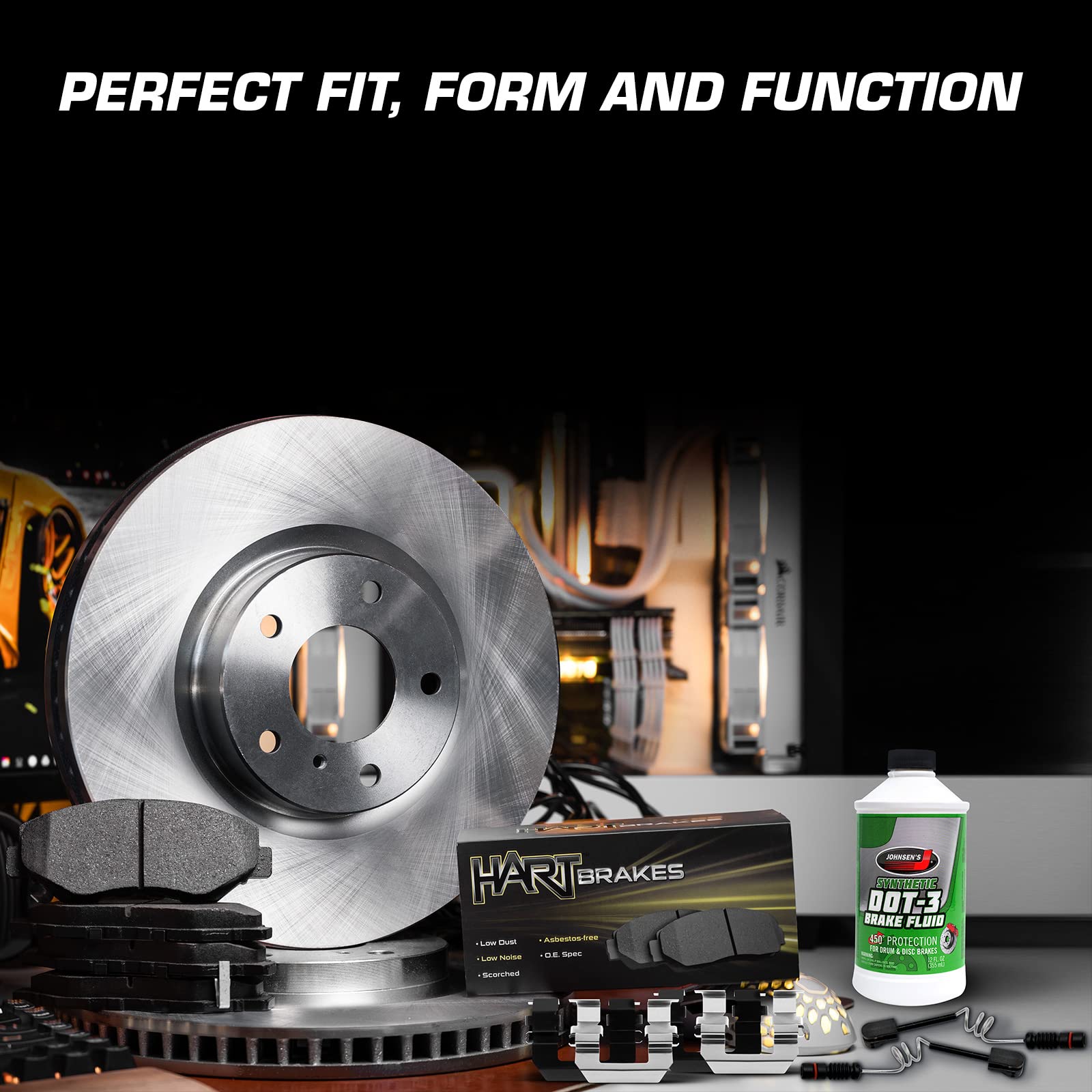 Hart RBB1.31107.52 Rear Brake Pads and Rotors Kit - Semi-Metallic Brake Pads with Hardware & Sensor | Compatible with [Vehicle Models] | Perfect for Daily Commuting, Highway Driving & Heavy Loads