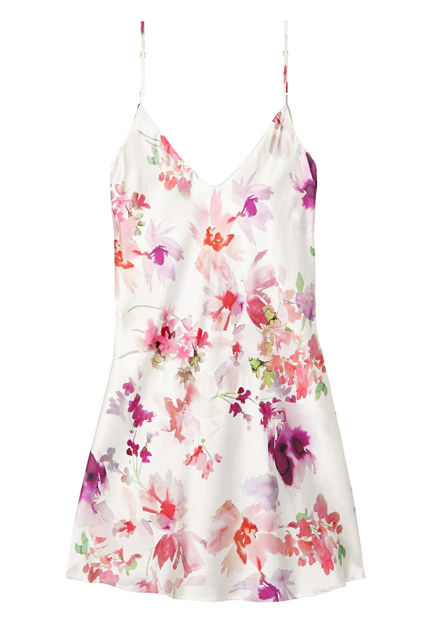 Cherry Blossom Floral Print Bias Cut Silk Slip Dress - Elegant Nightwear & Loungewear for Women - Perfect for Sleepwear, Bridal Shower, and Special Occasions