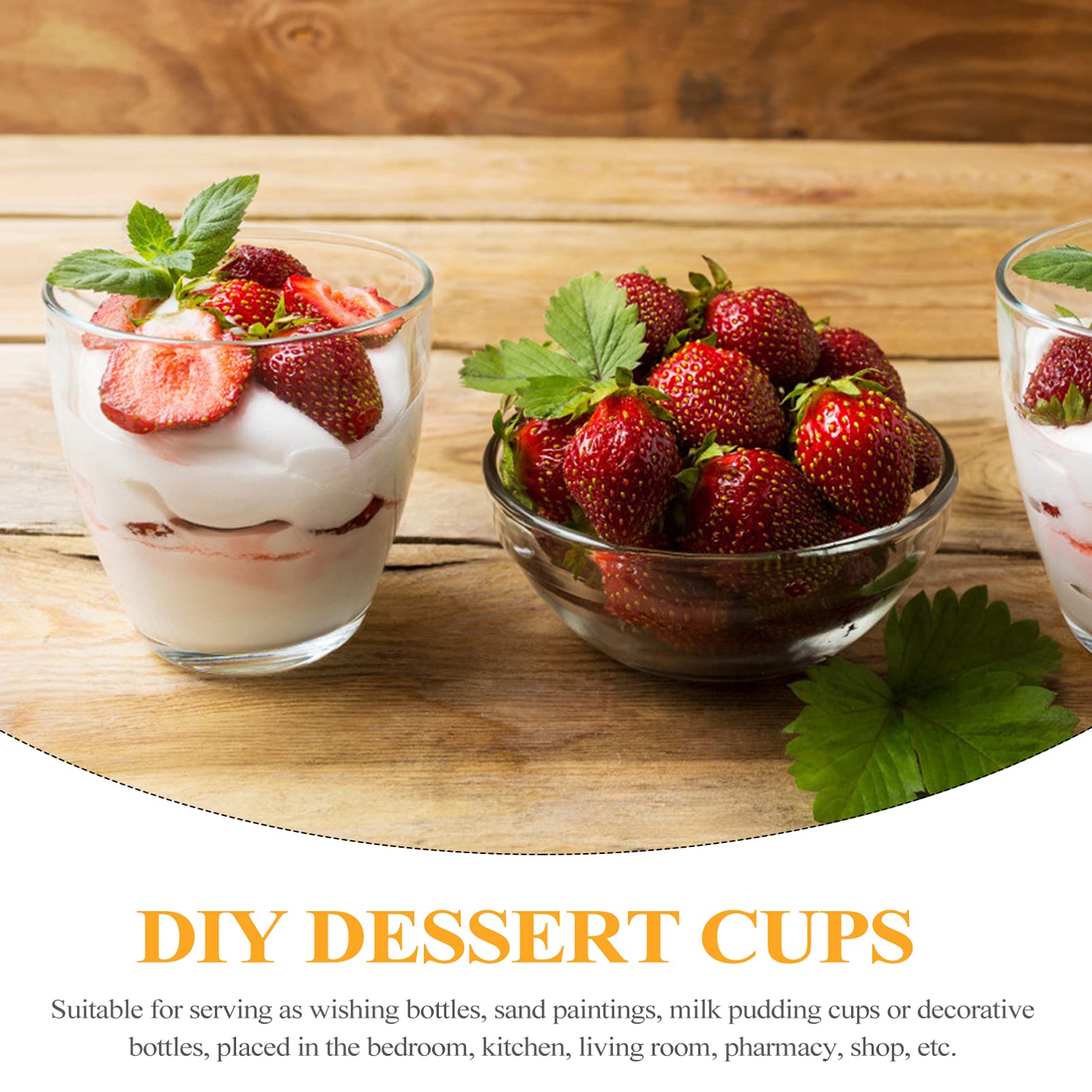 6-Piece Glass Pudding Cups with Lids - Small Yogurt Jars, Jam Containers & Portable Drink Bottles for Baby Food, Desserts, and Party Favors - Perfect for Home, Office, and Picnic Use