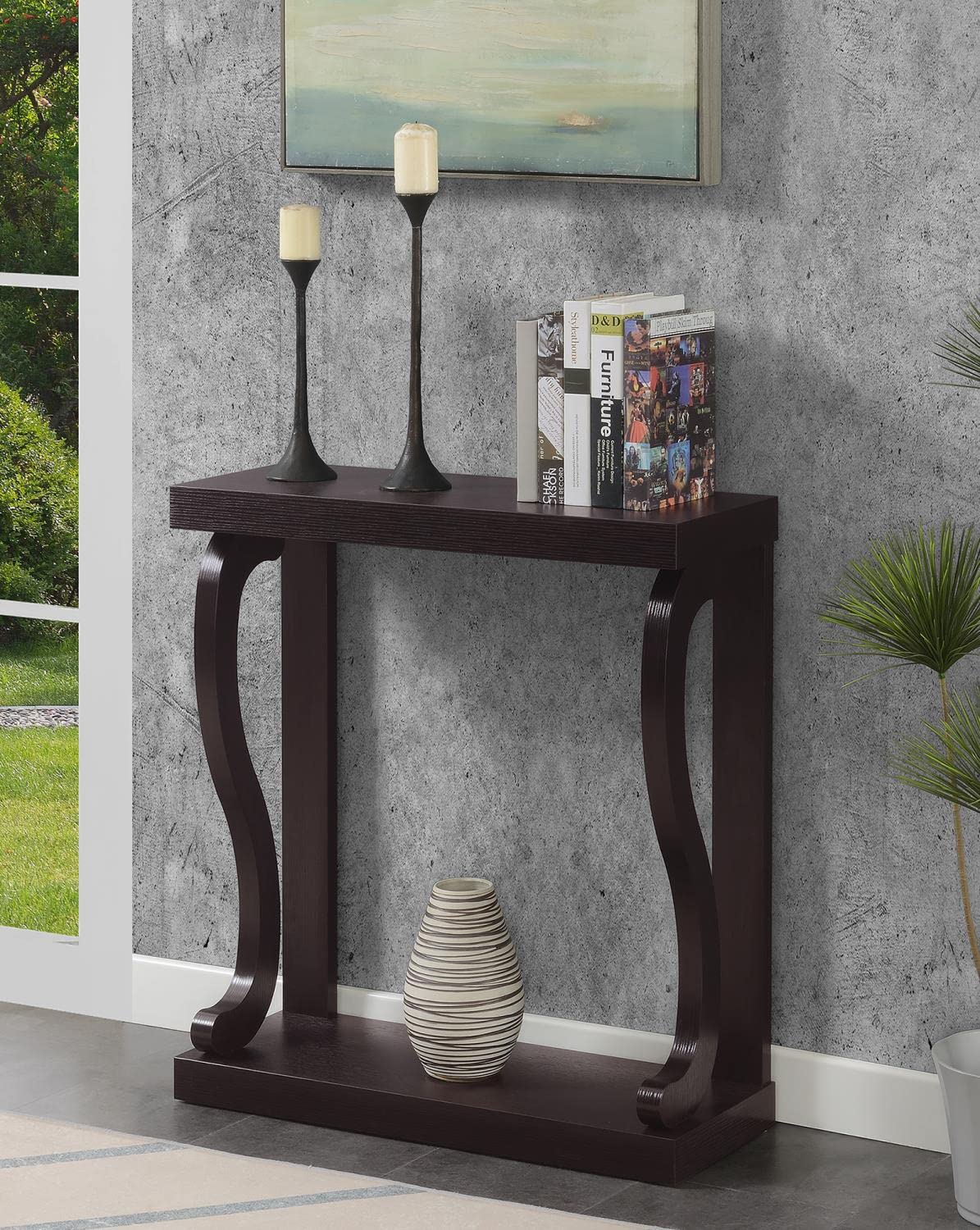 Convenience Concepts Newport Gramercy Console Table - Espresso Finish Entryway Sofa Table for Hallway, Living Room & Bedroom Decor
