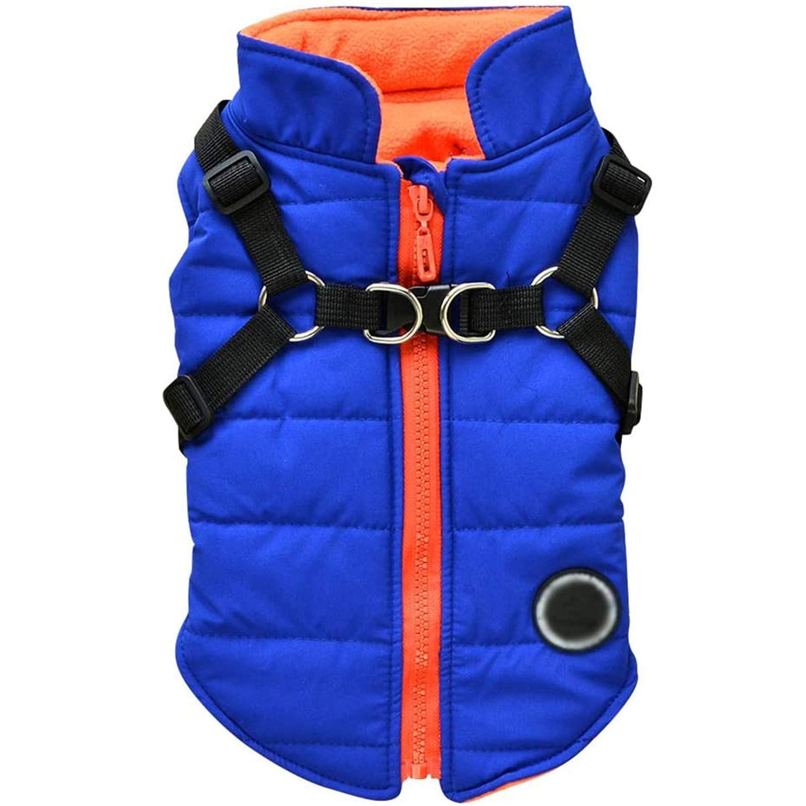 Padded Dog Vest - Zip Up Dog Jacket Coat with D-Ring Leash - Small Dog Sweater with Zipper Closure - Warm Winter Dog Clothes for Small Dogs (Blue, XL) - Perfect for Outdoor Walks & Cold Weather Protection