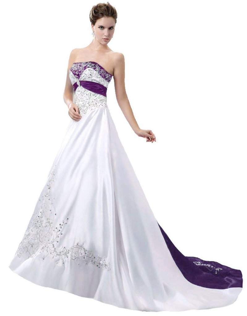 Strapless Satin Embroidery Wedding Dress for Women - Elegant Bridal Gown for Beach, Church & Formal Weddings