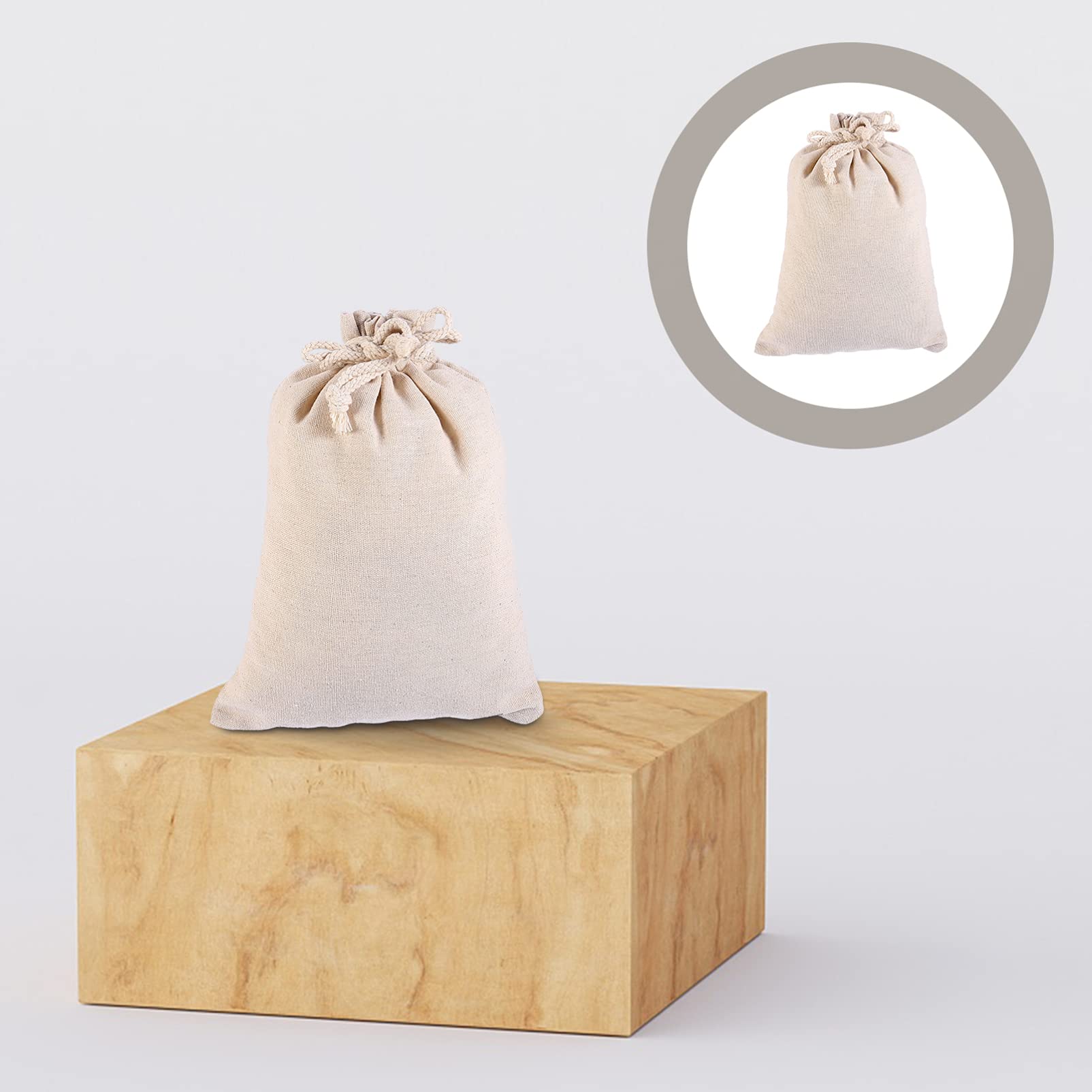 **Cabilock 5-Piece Linen Storage Bags Set - Organic Drawstring Bags for Produce, Vegetables, Jewelry & Travel Accessories - Rustic Burlap Pouches for Home, Kitchen & On-the-Go Storage**