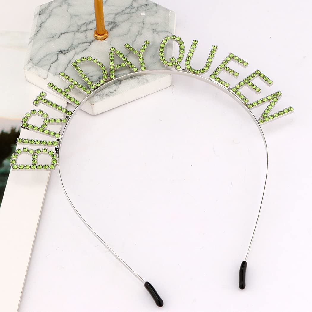 Elegant Silver & Green Rhinestone Birthday Crown for Women & Girls - Queen Tiara Headband for Princess Birthday Party, Wedding, Prom & Special Occasions