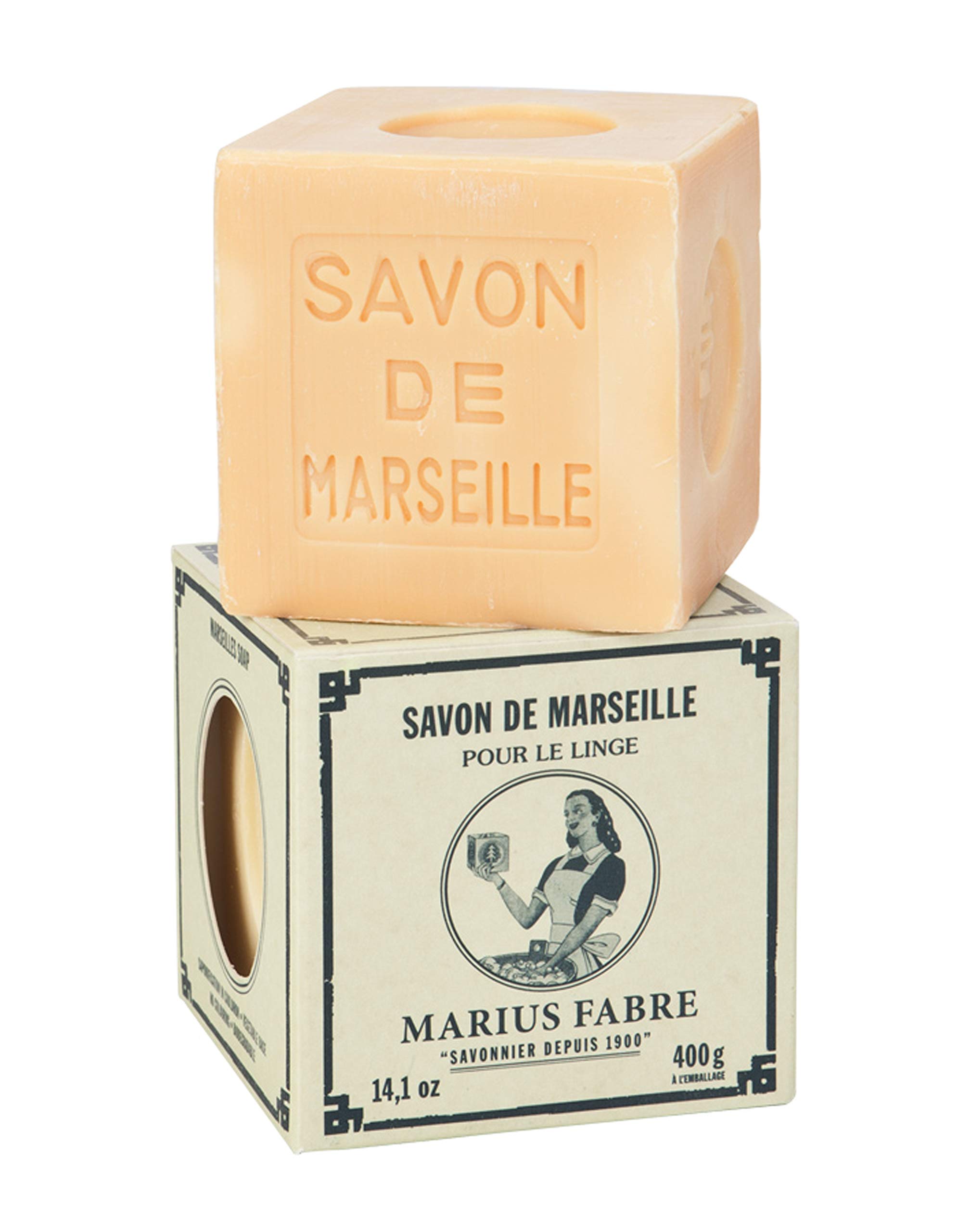 Marius Fabre Marseille Soap 400g - Natural Laundry Soap Bar for Delicate Clothes, Stain Removal & Eco-Friendly Washing | Perfect for Baby Clothes, Hand Wash & Sustainable Cleaning