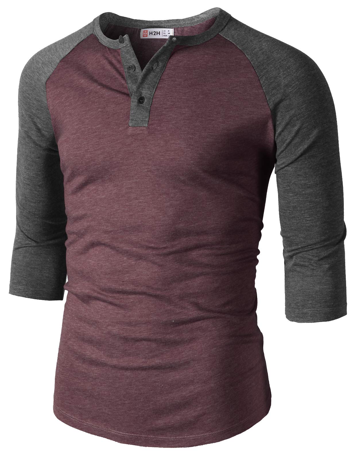 Men's Casual Slim Fit Henley T-Shirt - Raglan Long & 3/4 Sleeve Baseball Jersey Shirt for Everyday Wear, Gym & Street Style