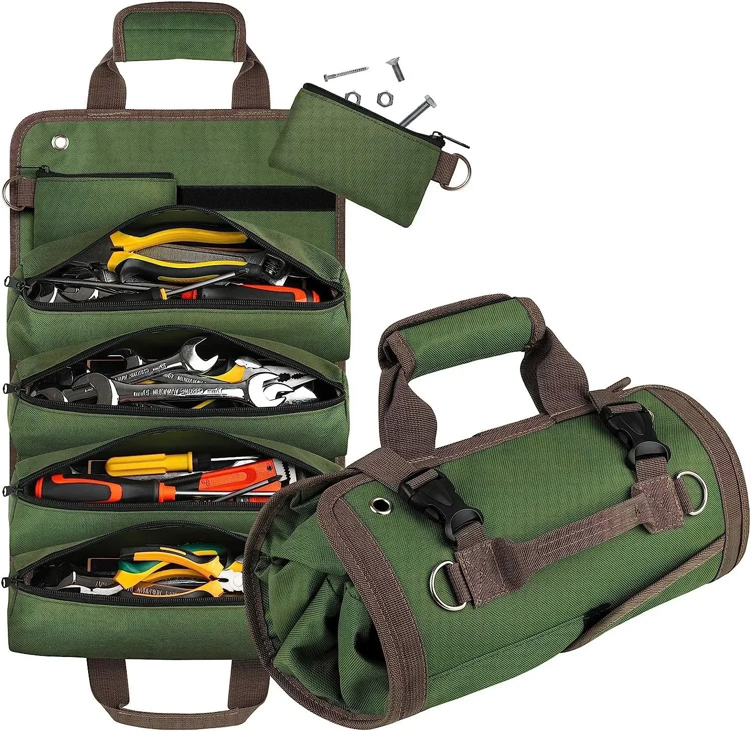 Heavy Duty Roll Up Tool Bag Organizer - Durable Portable Tool Storage for Electricians, Plumbers & DIYers - Perfect for Workshops, Construction Sites & Home Repairs