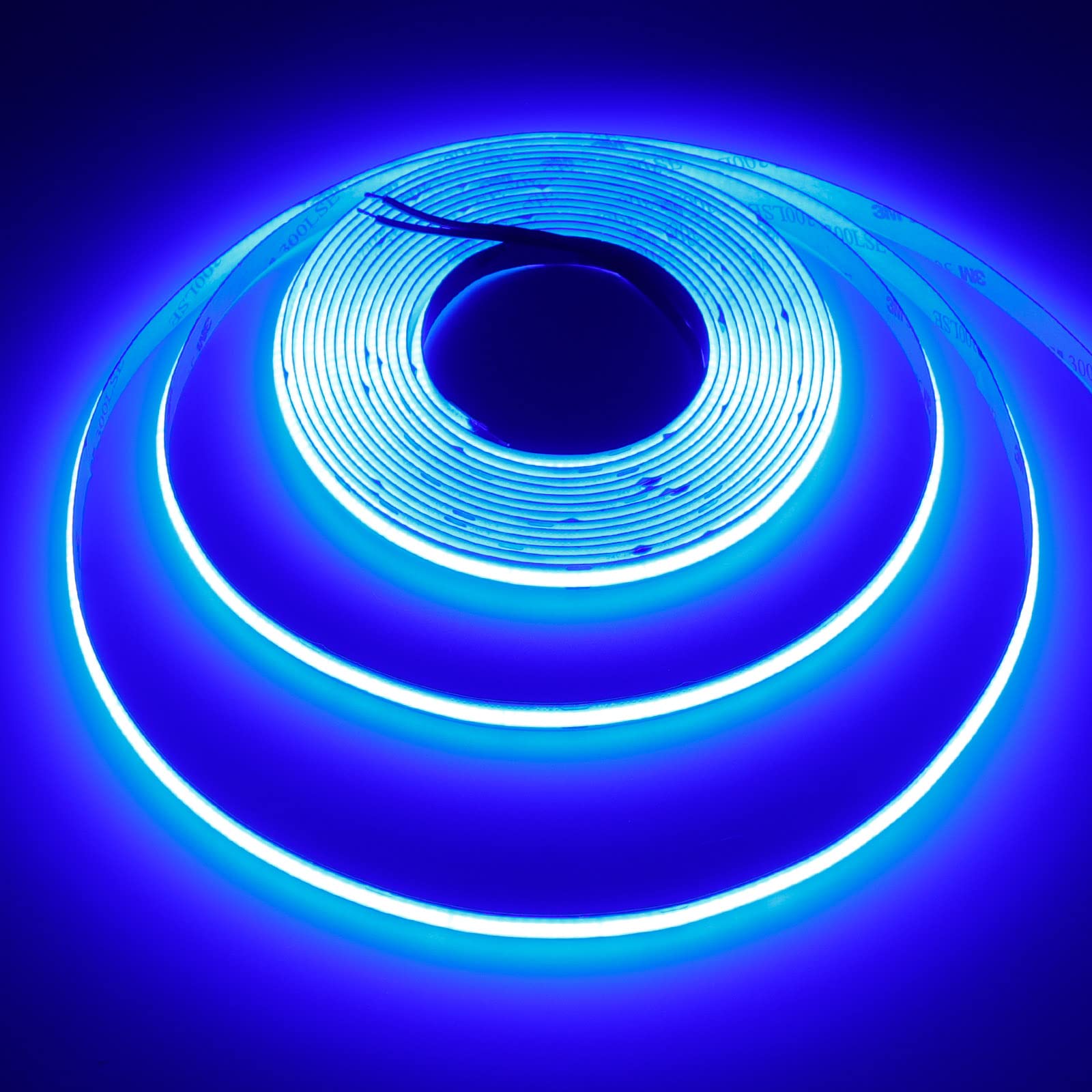 24V COB LED Strip Light Blue 5M/16.4ft 2400LEDs High Density Flexible Tape - Uniform Glow for DIY Home Decor, Cabinet Lighting, Bedroom & Kitchen Accent (IP20 Non-Waterproof, Power Supply Not Included) - Perfect for Ambient Lighting, Under Cabinet Illumination, and Creative Interior Design Projects