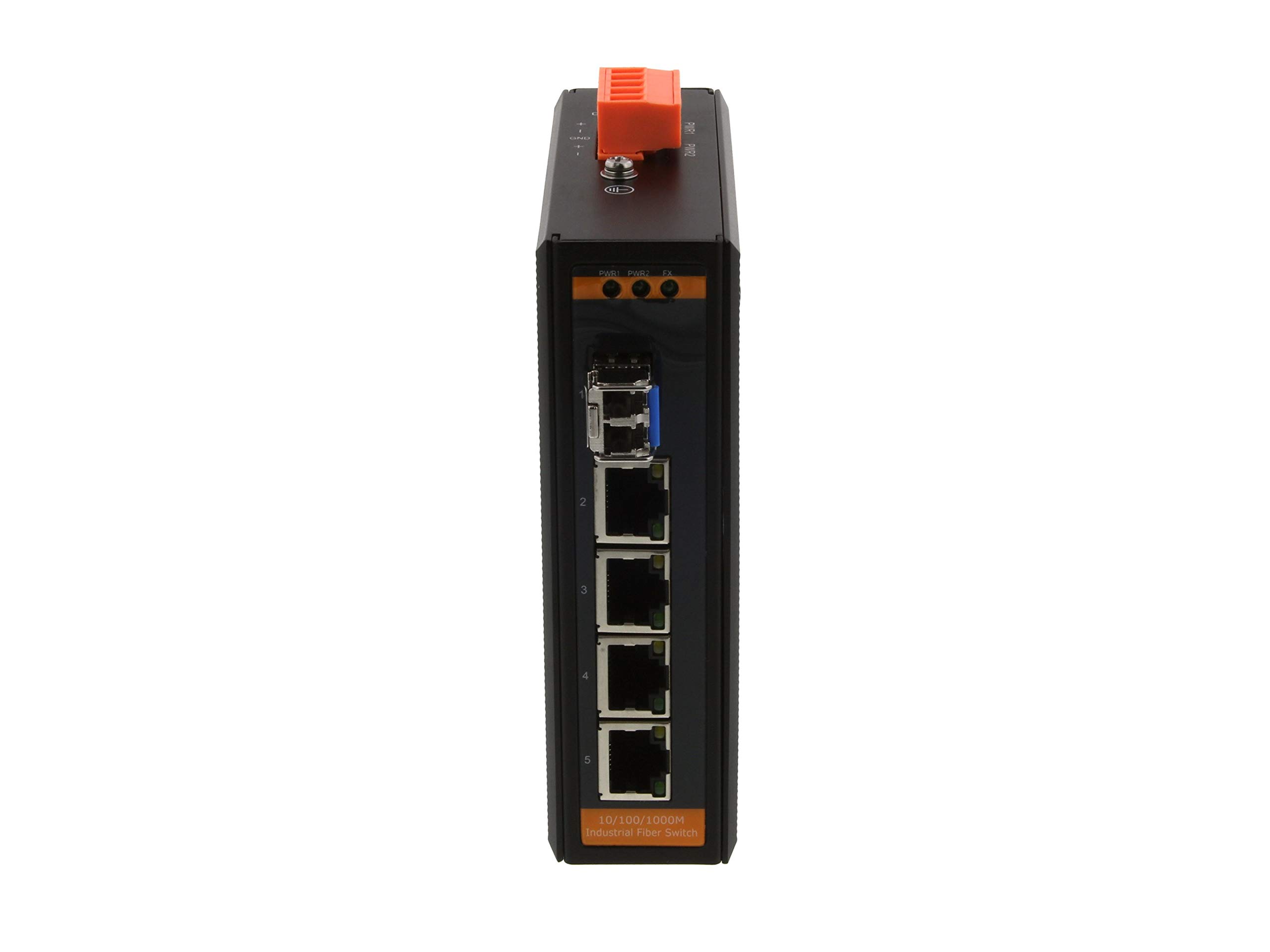 Networx Industrial Gigabit Ethernet Fiber Media Converter - 1000Base-LX Single Mode LC (20km, 1310nm, 4 Port) - High-Speed Network Conversion for Factory Automation & Data Centers