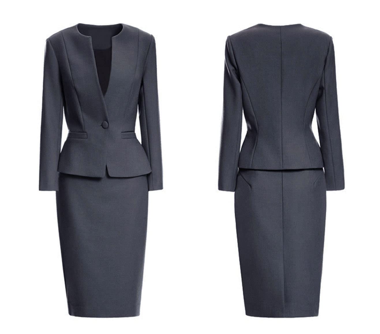Women's 2-Piece Business Suit Set - One Button Blazer & Pencil Skirt for Office & Formal Wear | Professional Work Attire, Job Interviews & Corporate Events
