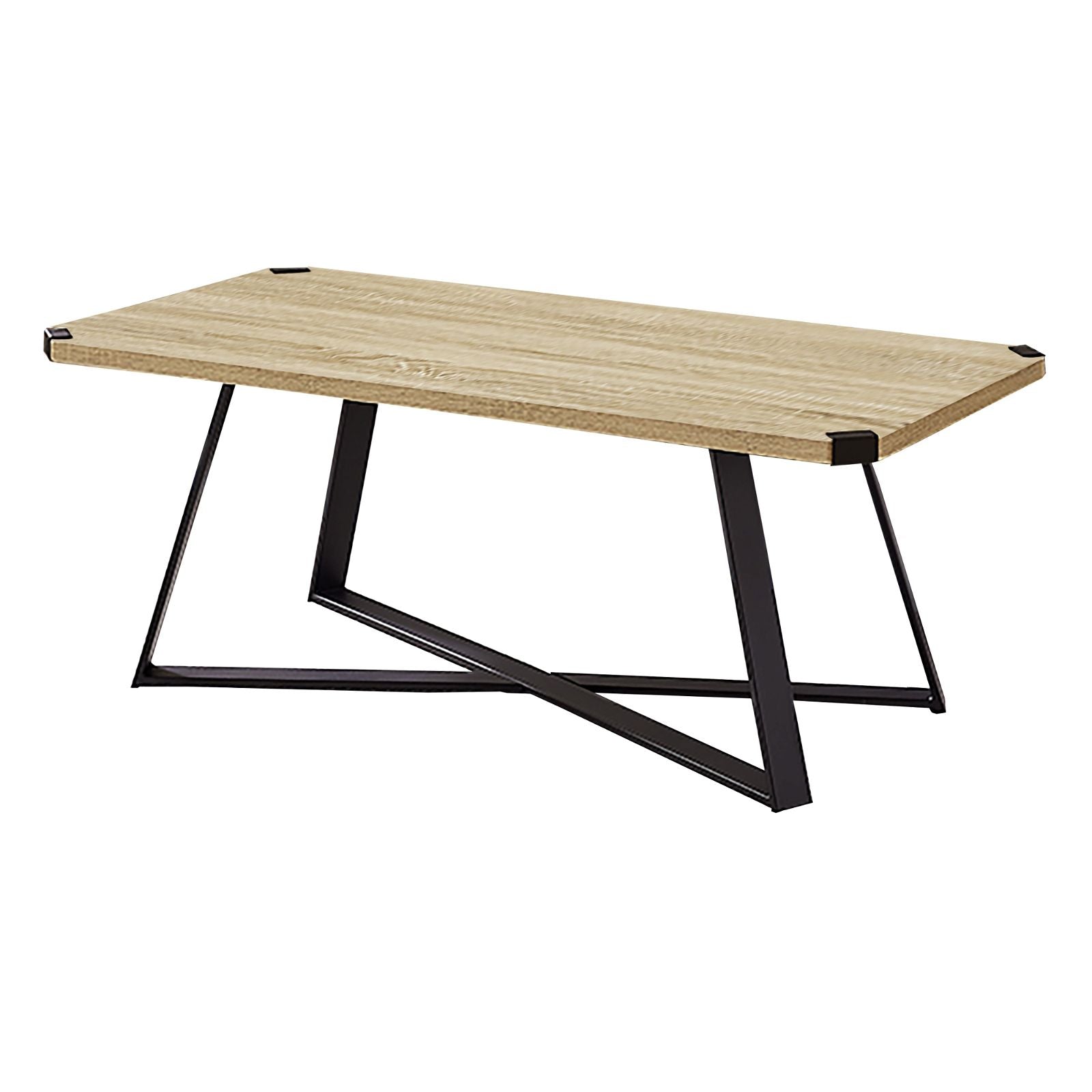 Criterionâ¢ 43-Inch Capri Coffee Table with Black Metal Legs & Oak Top - Modern Living Room Center Table for Home Decor & Entertaining
