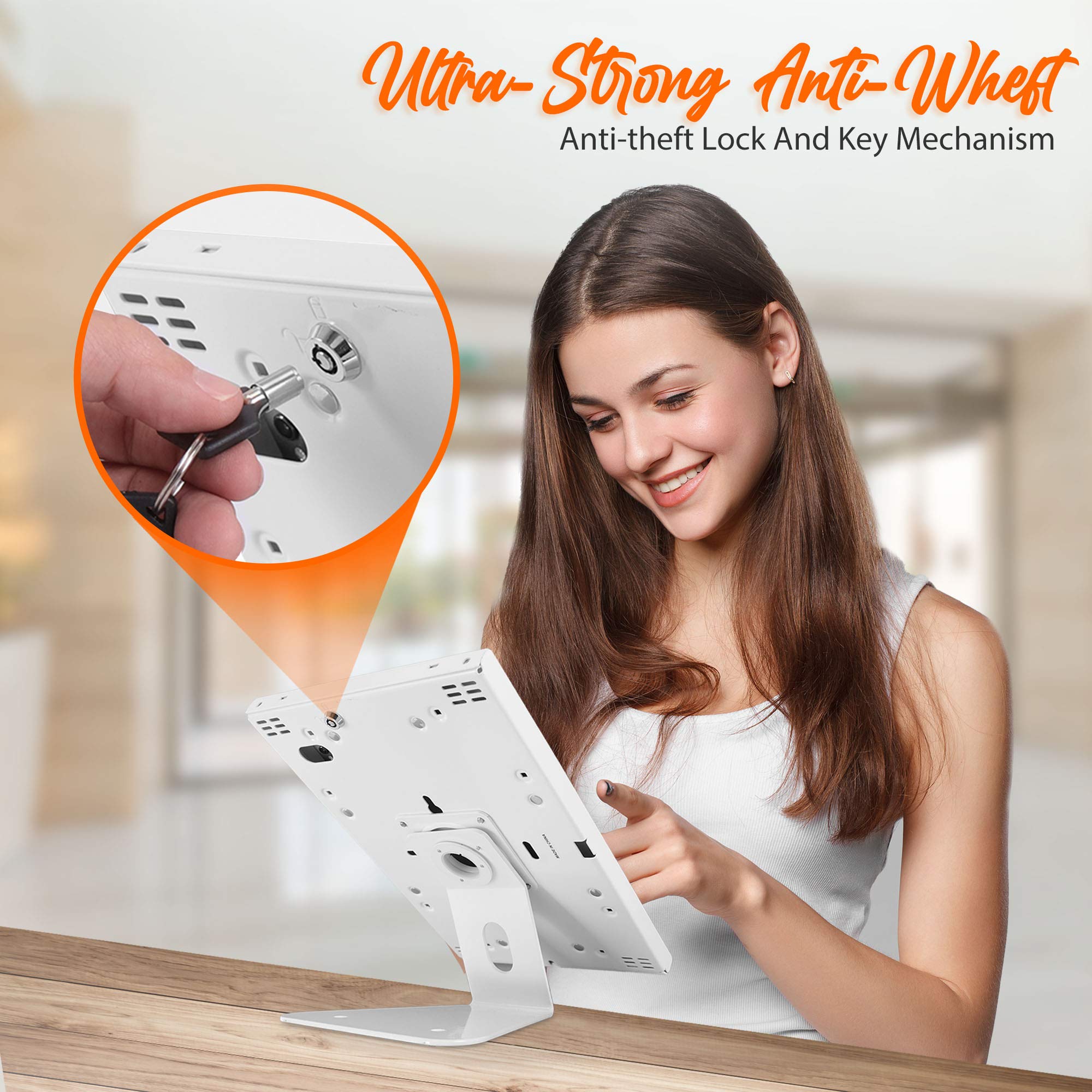 Pyle Anti-Theft Tablet Security Stand - Wall & Table Mount Kiosk with Lock & Key, Restricted Pin-Hole, 90° Rotation - Compatible with iPad, iPad Air, iPad Pro, Samsung Galaxy Tab A (2019) - PSPADLK15 - Perfect for Retail Stores, Libraries, and Public Kiosks