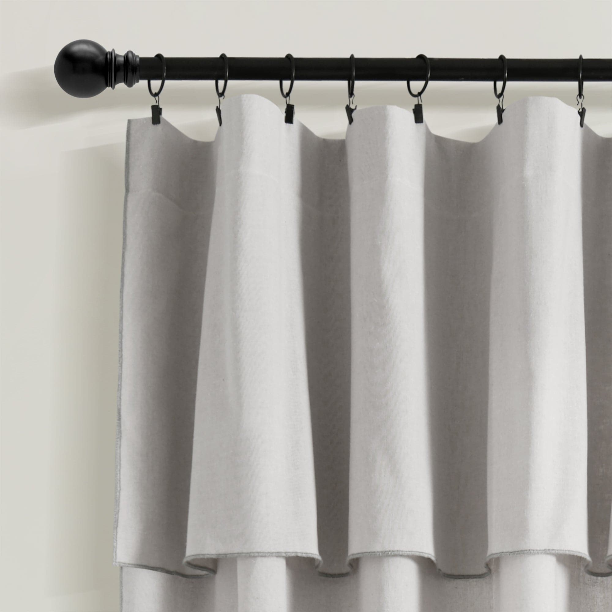 Modern Faux Linen Embroidered Edge Window Curtain Panel Set with Attached Valance - Elegant Home Decor for Living Room, Bedroom & Dining Room