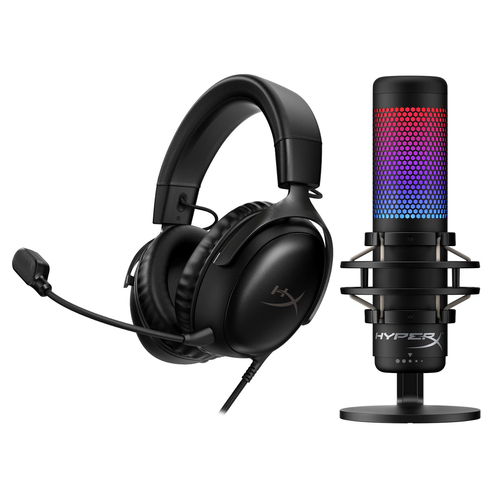 HyperX Cloud III Wired Gaming Headset with QuadCast S USB Microphone - Professional PC Gaming Bundle for Streaming, Esports & Online Meetings