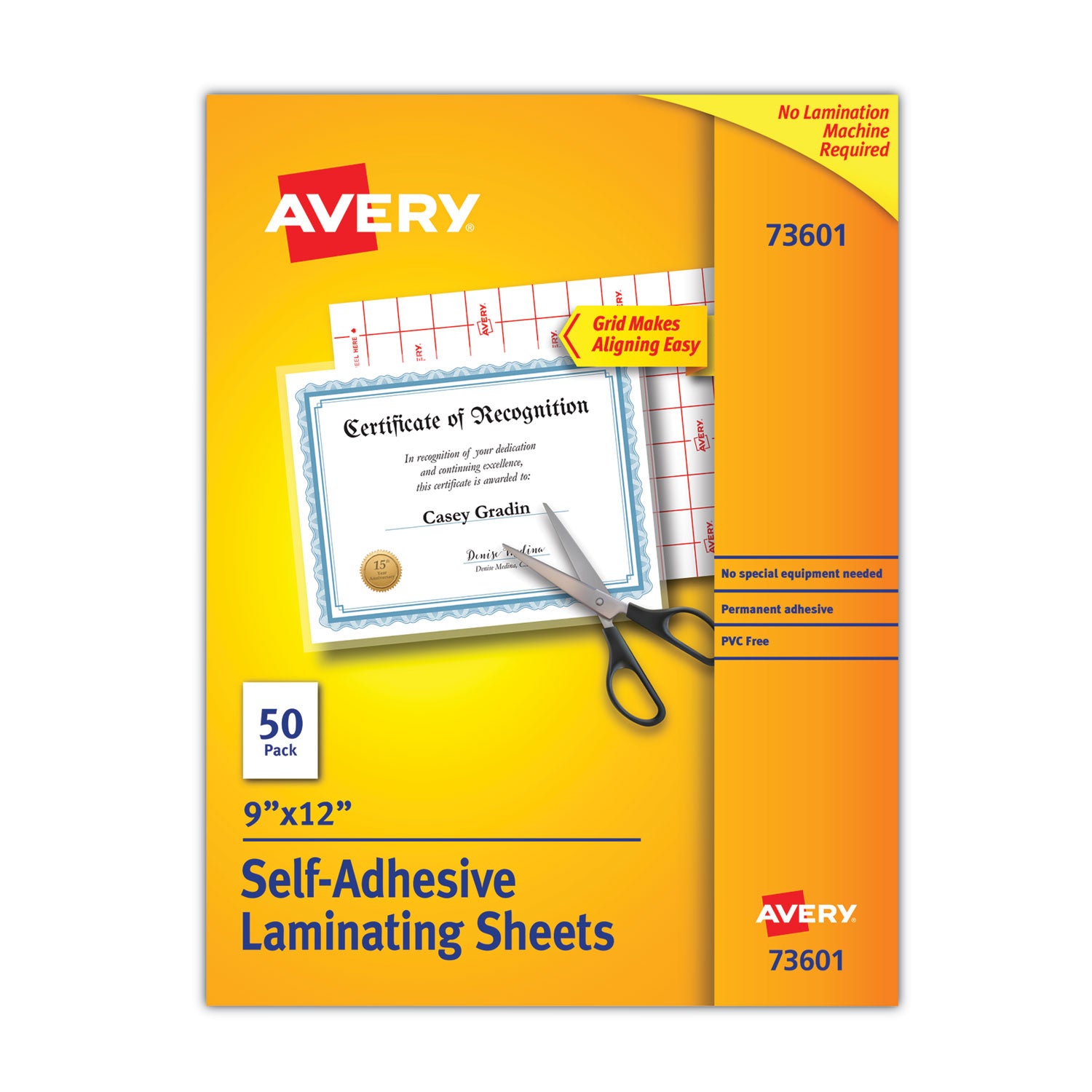 Avery® Clear Self Adhesive Laminating Sheets - 3 Mil Thick, 9