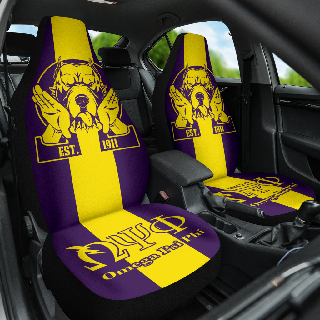 Premium African Omega Psi Phi Fraternity Car Seat Covers - Bulldog Design 212401 - Perfect for Fraternity Events, Road Trips & Car Protection