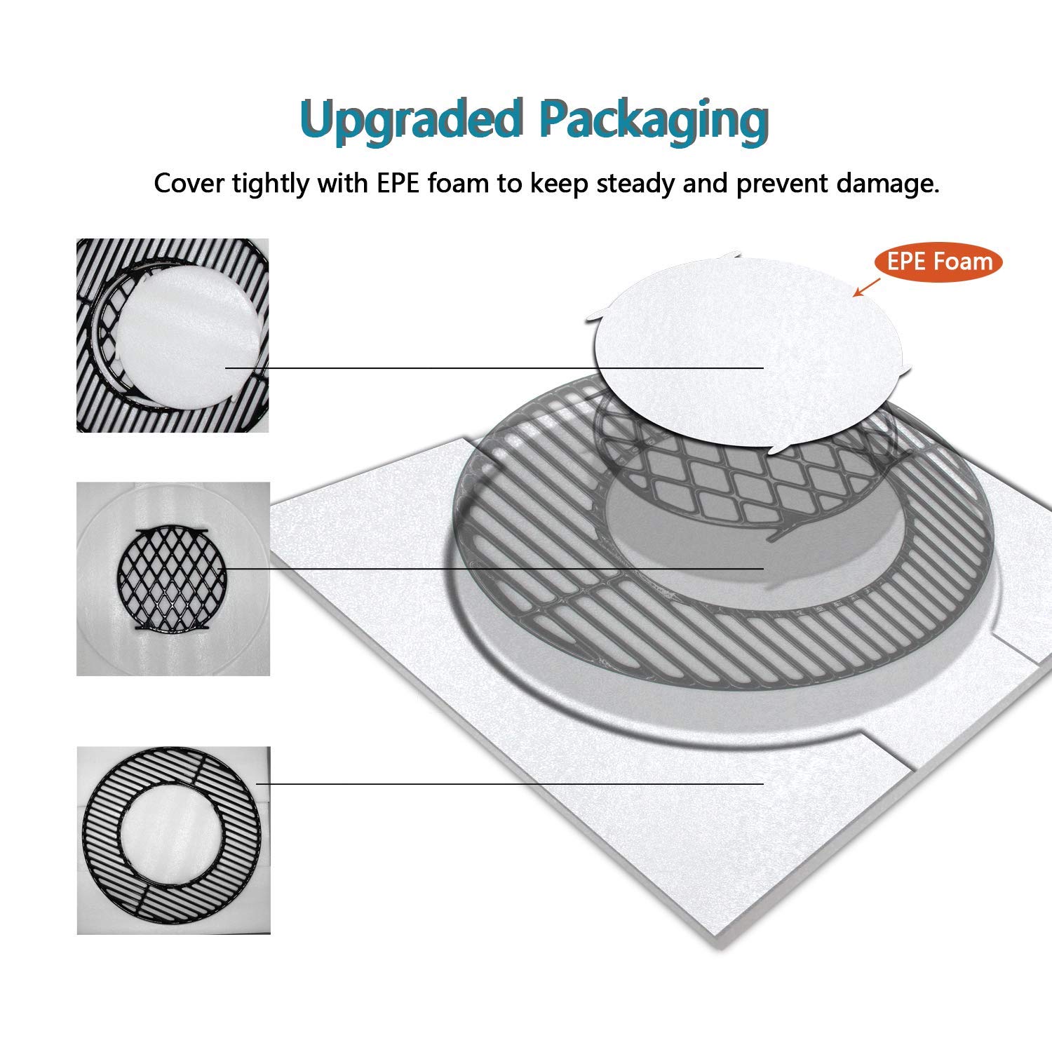 Non-Stick Polished Porcelain Coated Grill Grates for Weber 22