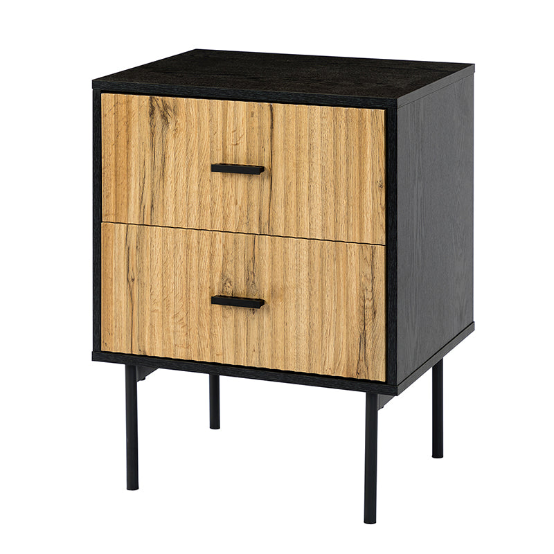 Modern Nightstand with Two Drawers - Nahuel Bedside Table with Optional Styles for Bedroom, Living Room & Guest Room - Sturdy Wooden End Table with Storage for Home Decor