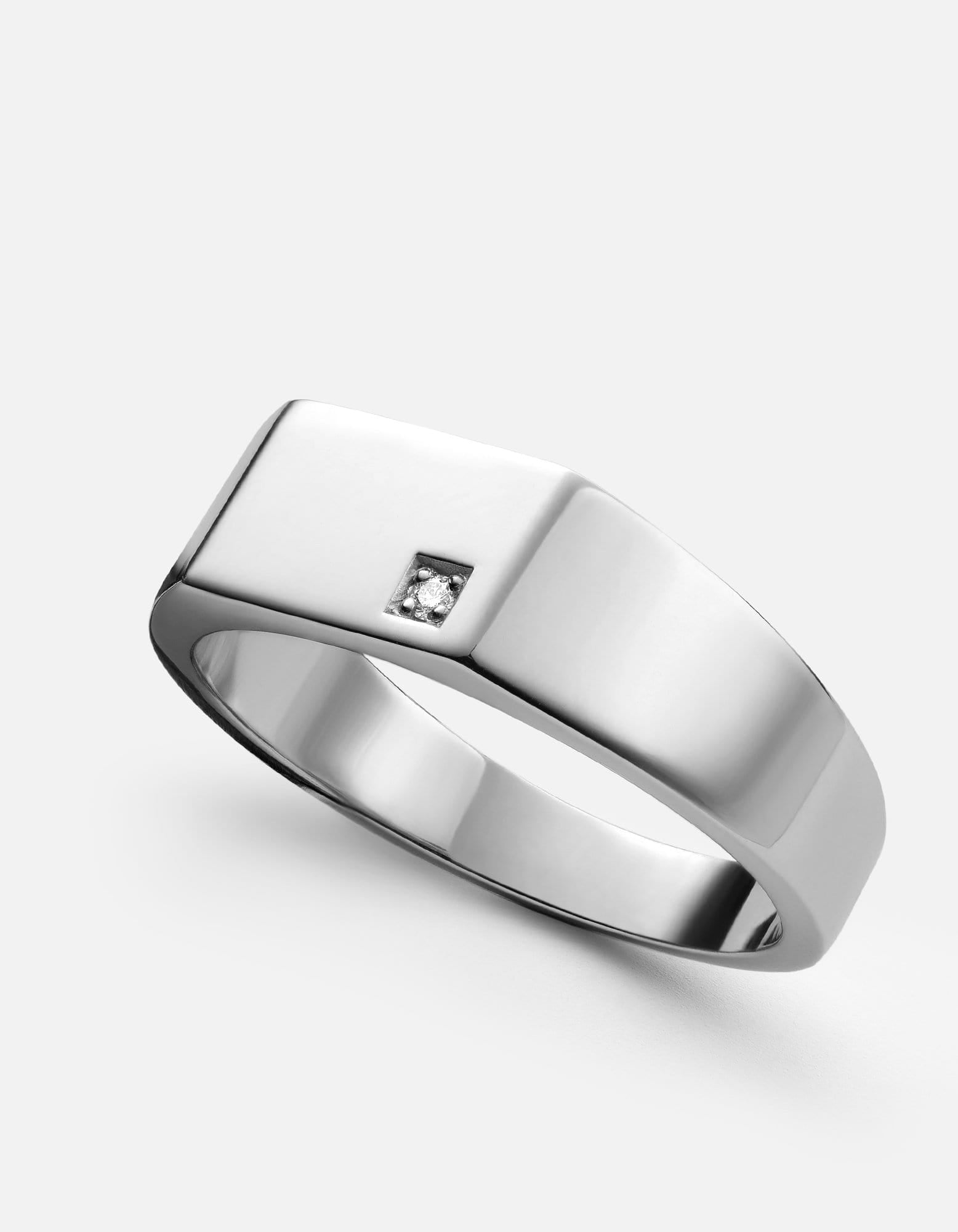 Geo Signet Diamond Pinky Ring - Sterling Silver Men's Jewelry for Formal & Casual Wear - Perfect for Weddings, Parties & Everyday Elegance